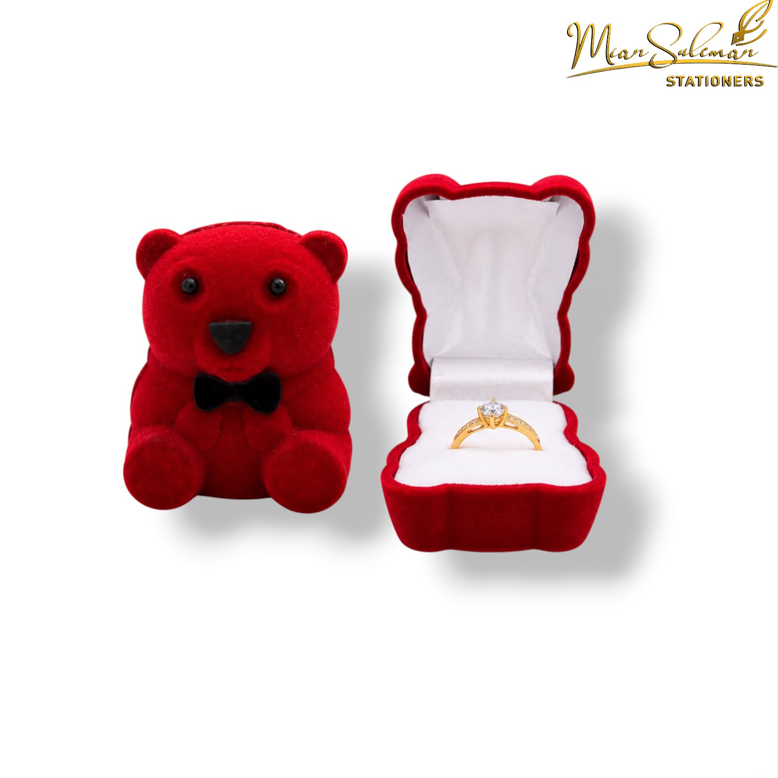 Velvet Teddy Bear Ring Box