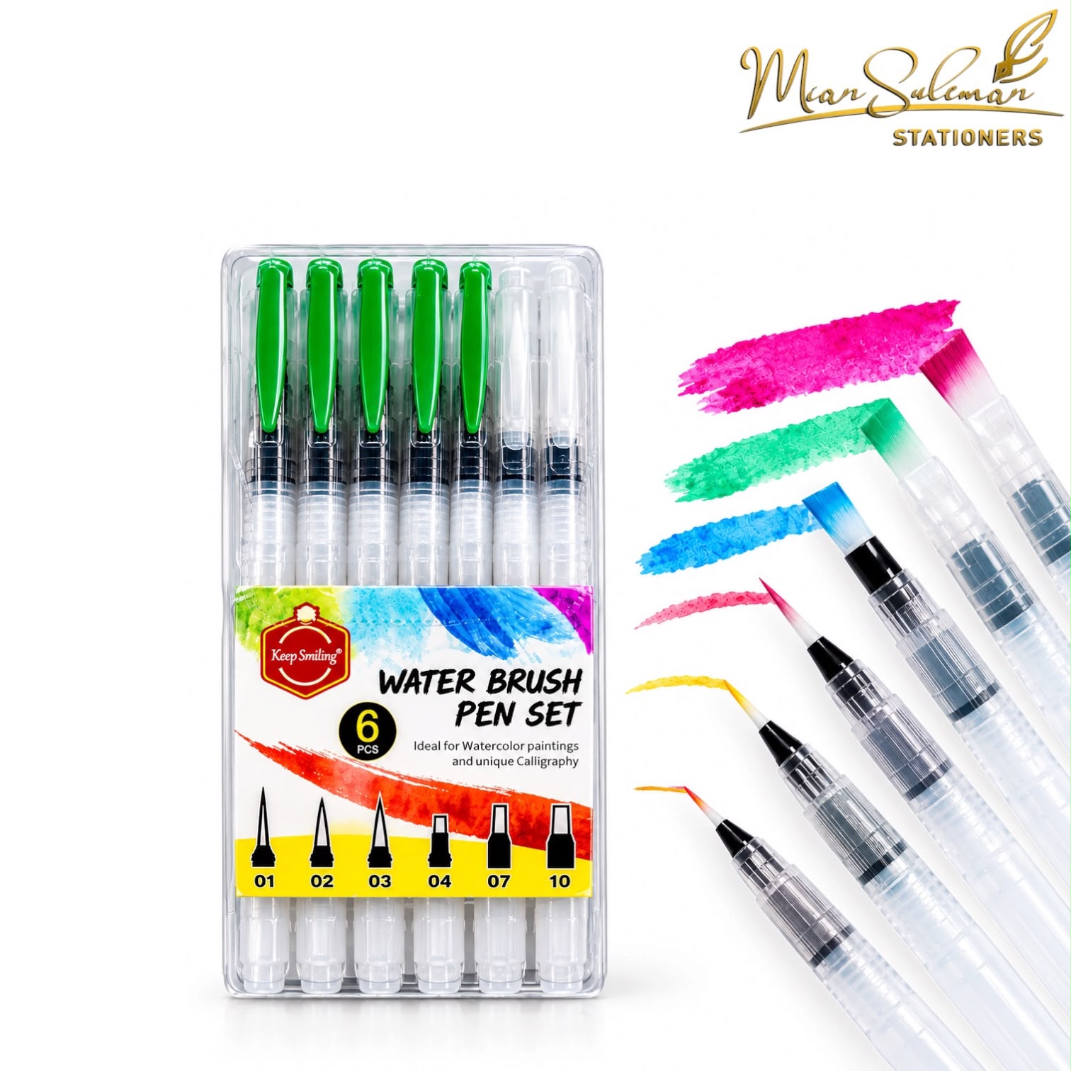 Keep Smiling Water Brush Pen 6 Pcs Set