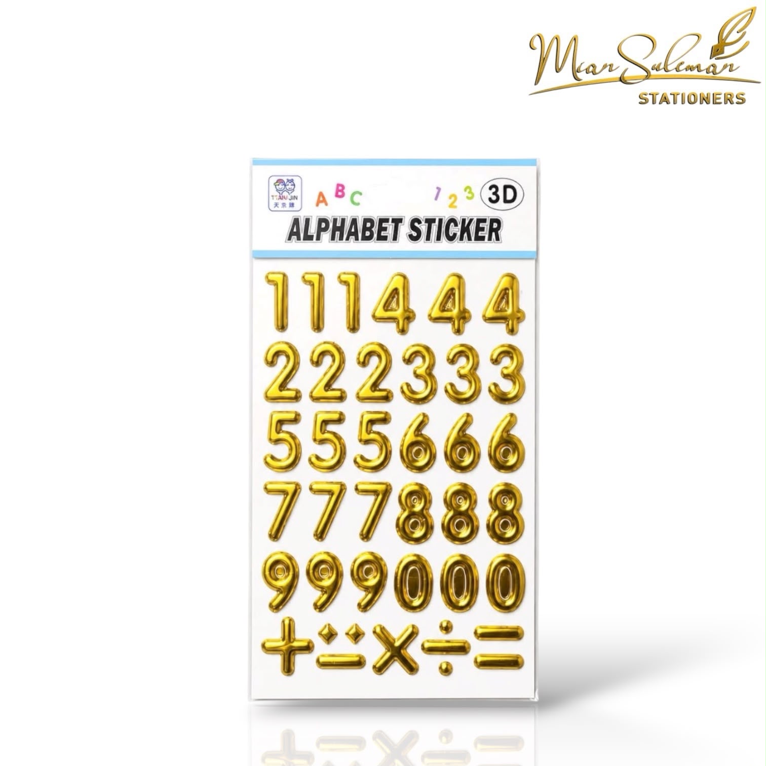 3D Metallic Gold Number Sticker
