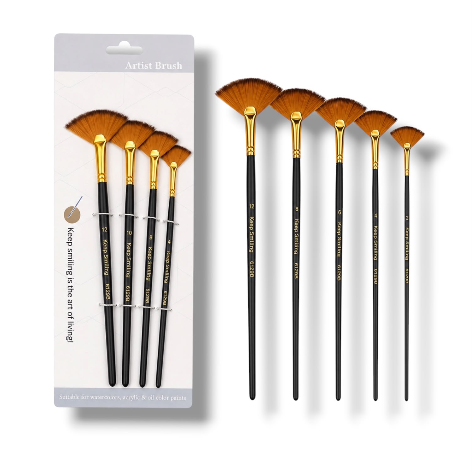 Keep Smiling Artist Fan Brush 5 Pcs Set