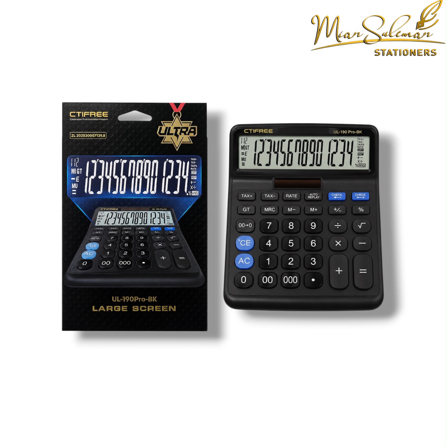 Ctifree Calculator Ul-190PRO-BK Large Screen