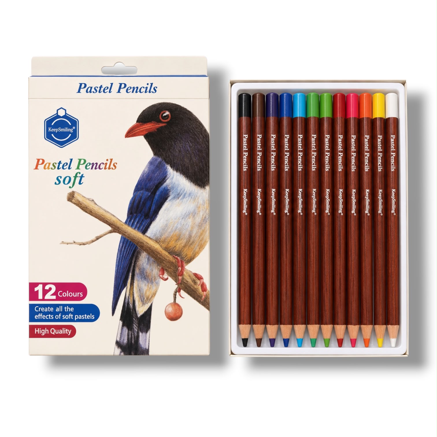 Keep Smiling Soft Pastel Pencils 12 Pcs Set