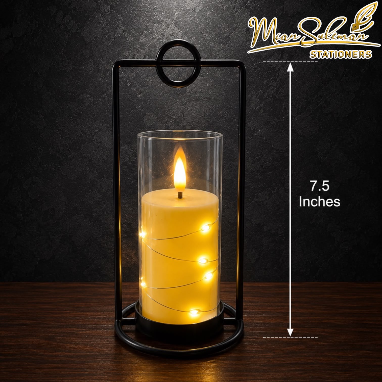 LED Decorative Glass Candle Lamp 7.5 Inches