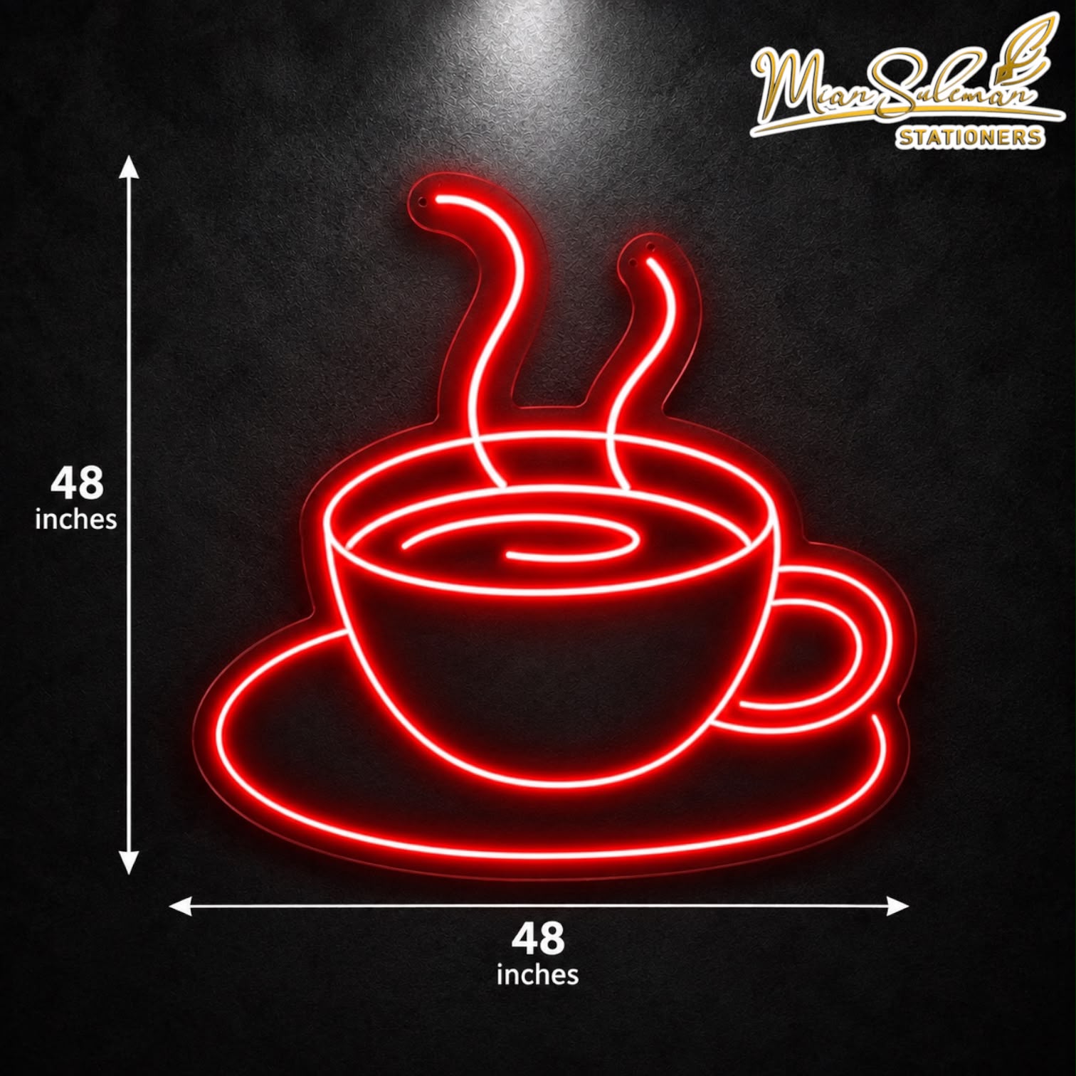 LED Neon Board Coffee Cup Sign 48x48 Inches