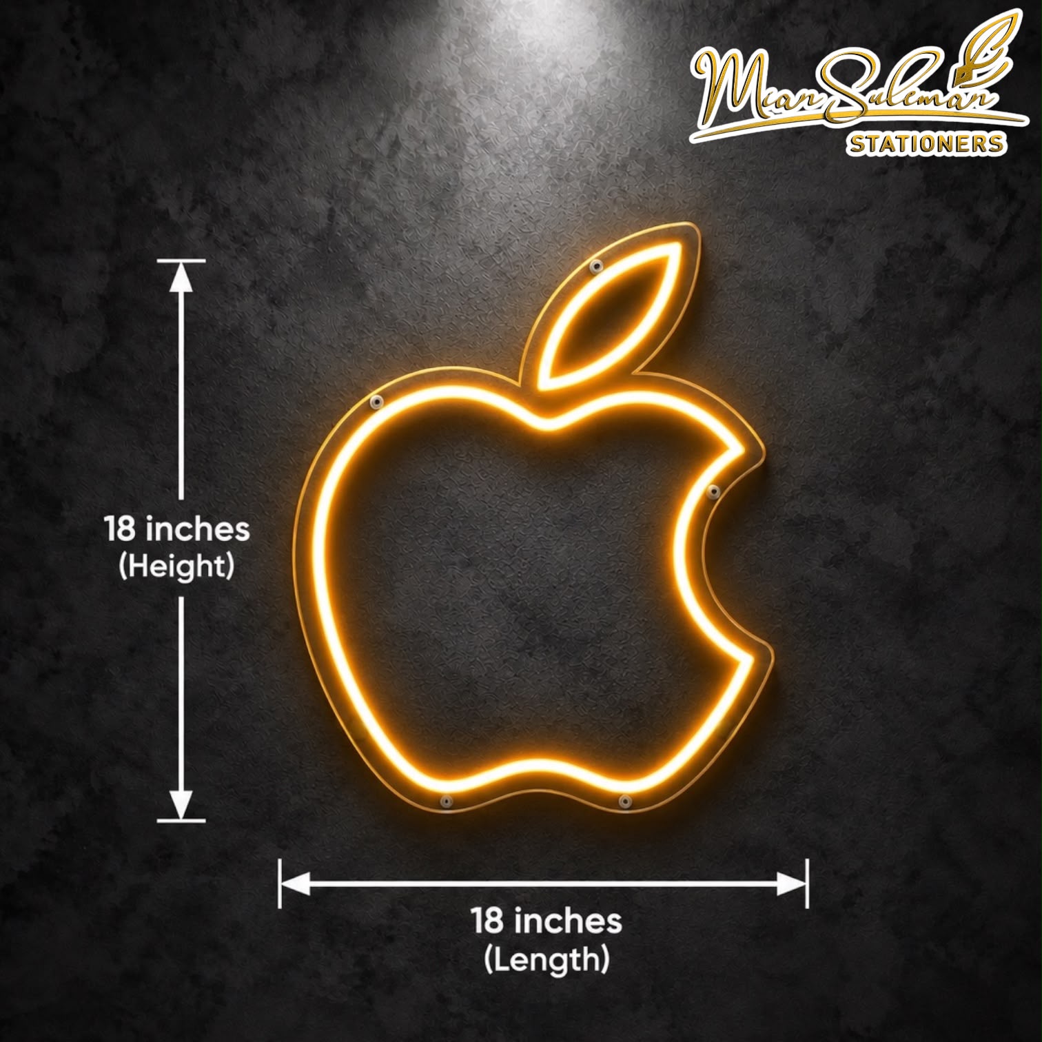 LED Neon Board Apple Sign 18x18 Inches