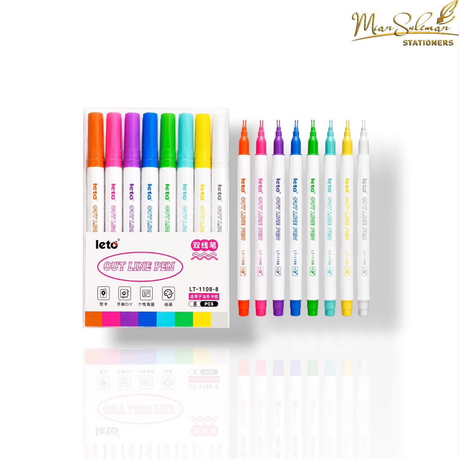 Leto Outline Pen Pack Of 8 Pcs