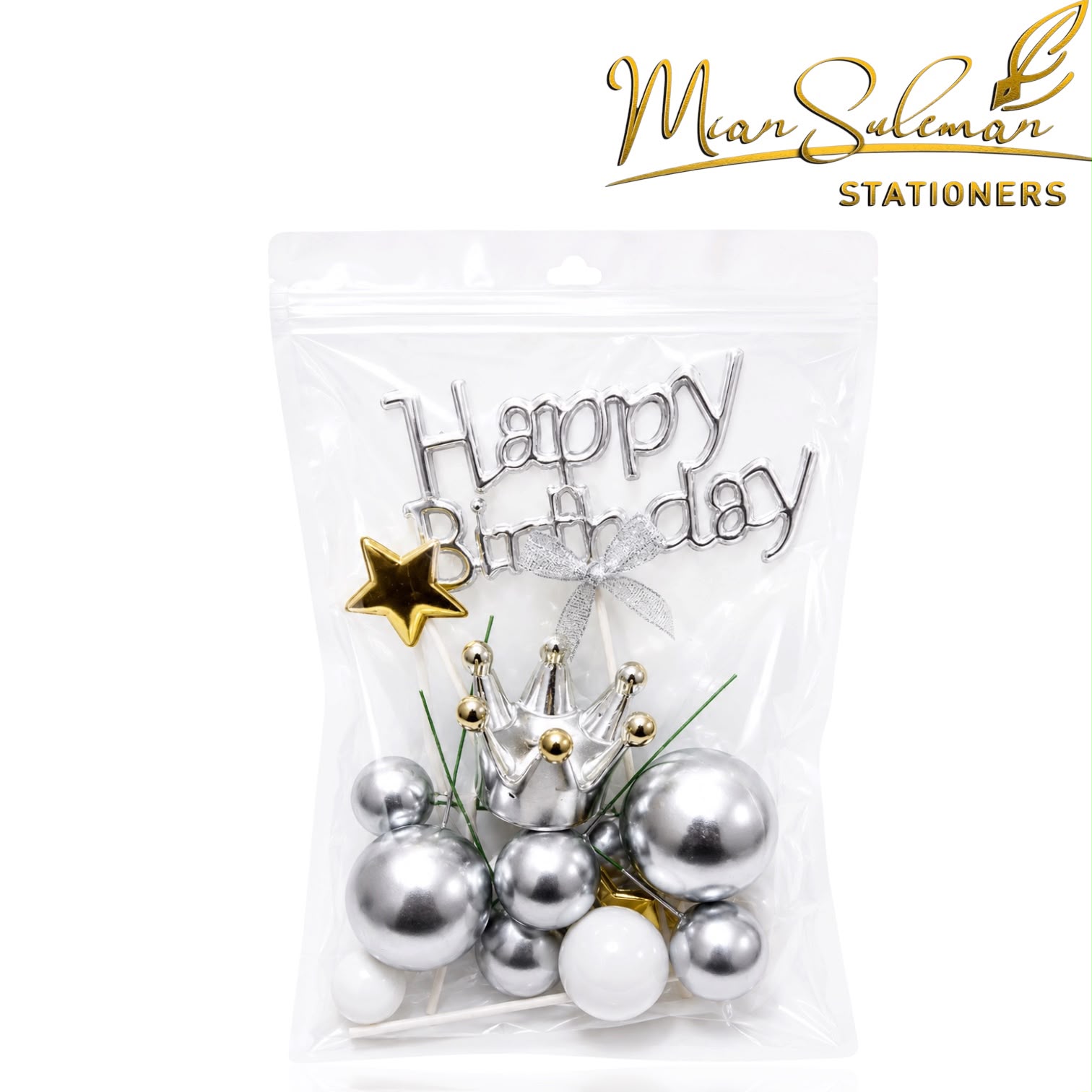 Cake Topper Happy Birthday With Balls Set