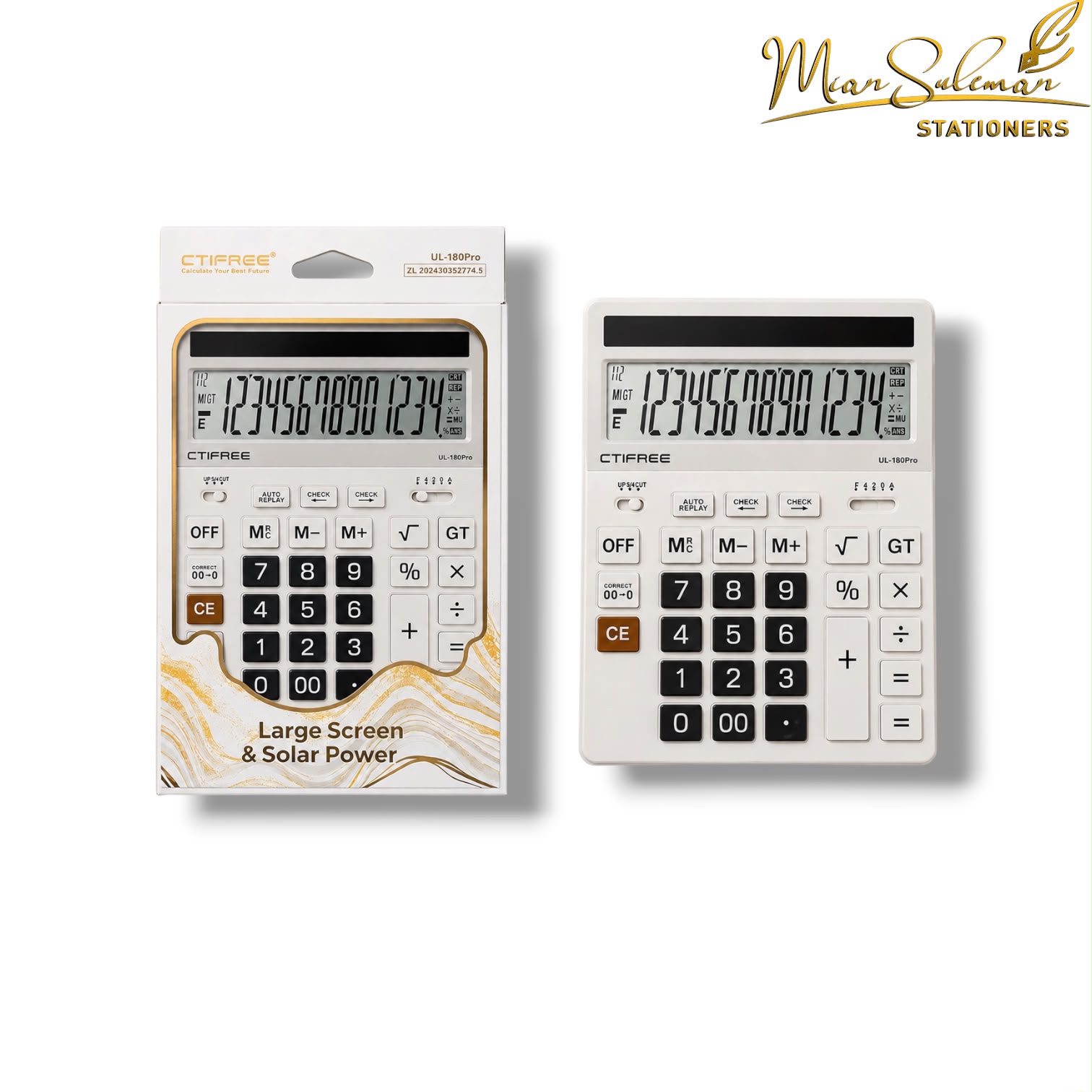 Ctifree Calculator Ul-180PRO Large Screen & Solar Power