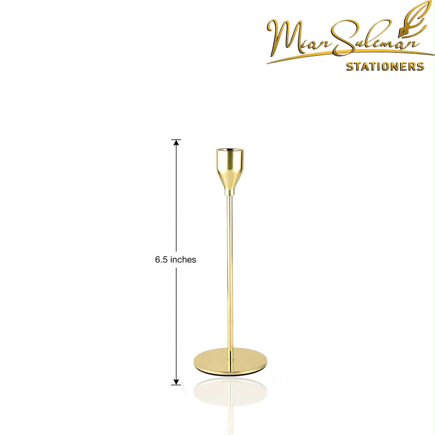European Style Gold Metal Taper Candle Stick Holder 6.5 Inches