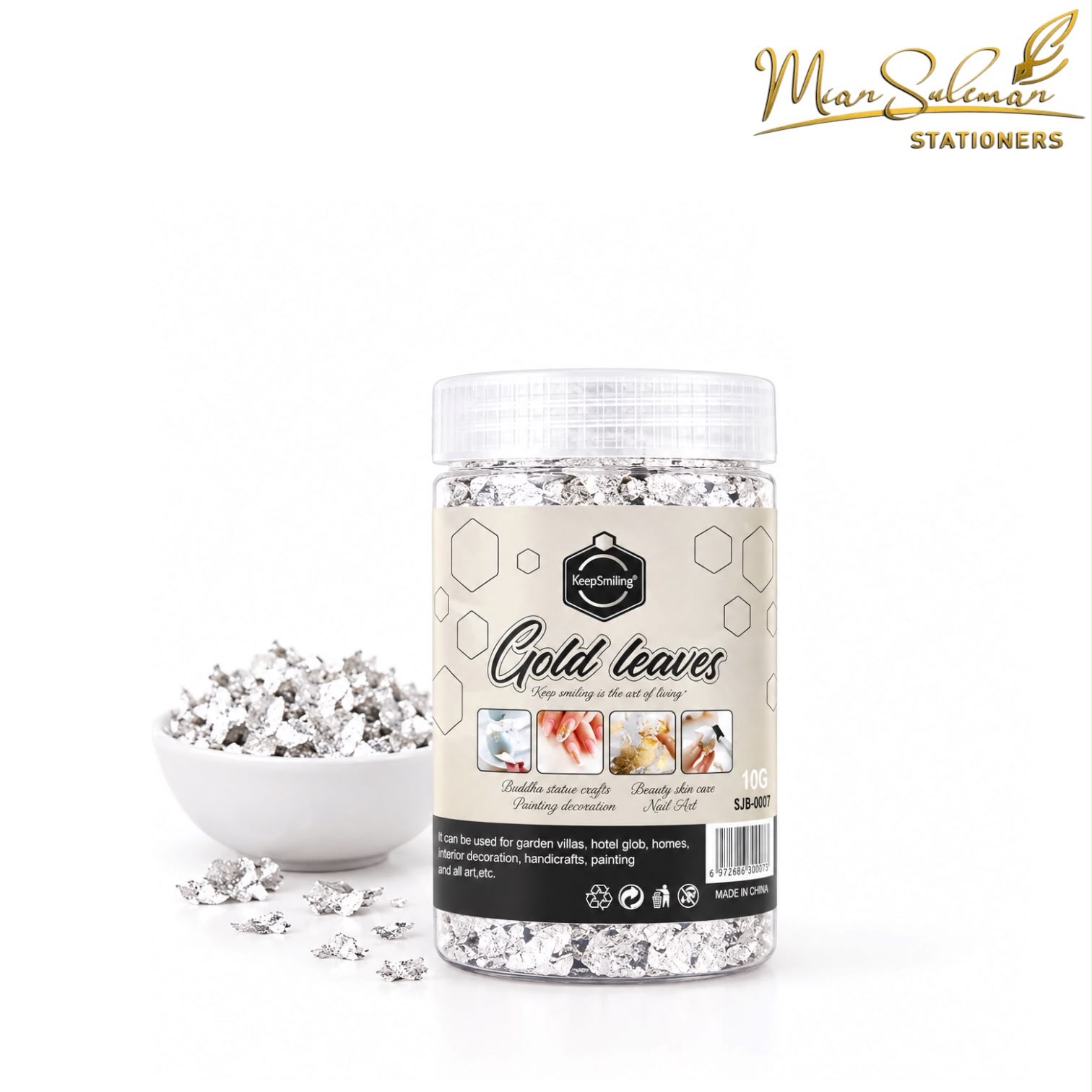 Keep Smiling Silver Leaf Foil Flakes
