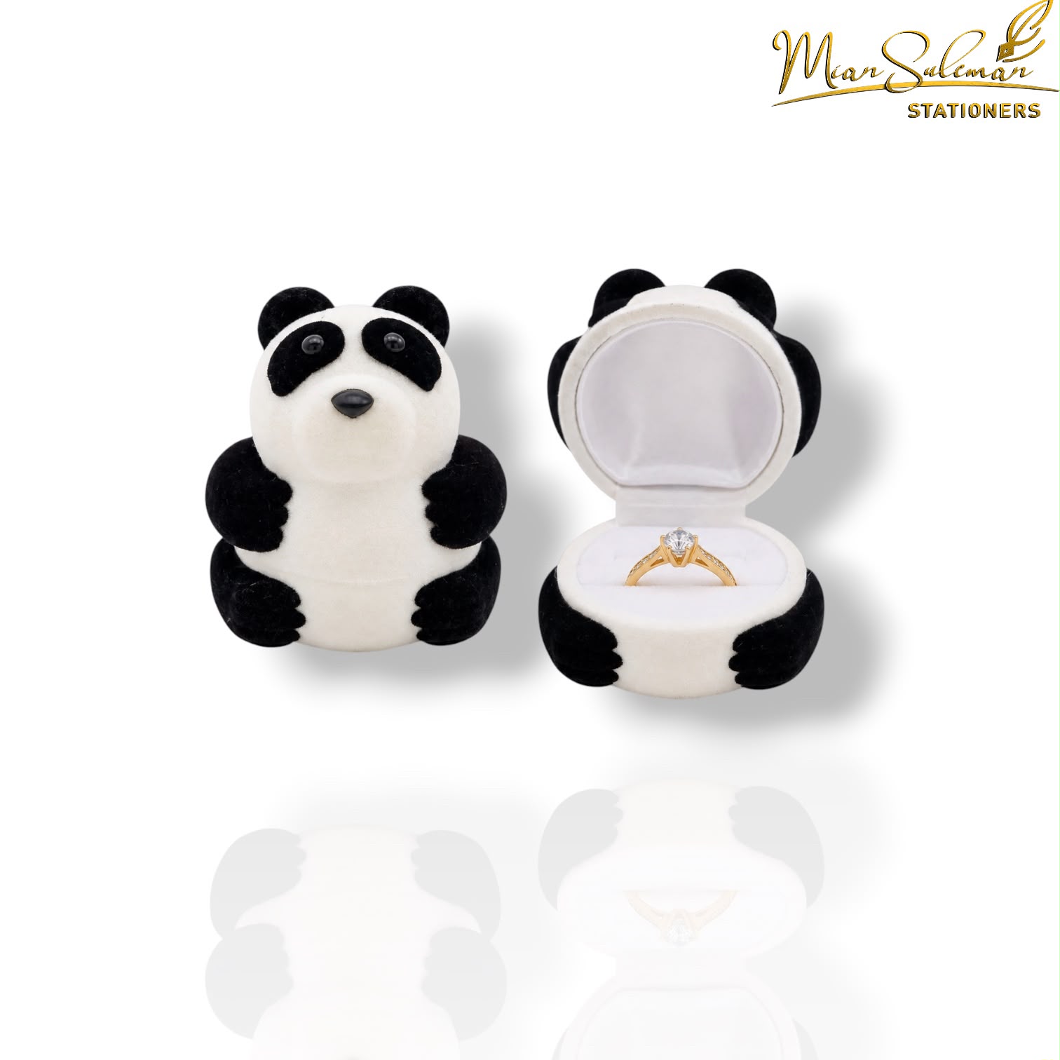 Velvet Panda Shaped Ring Box
