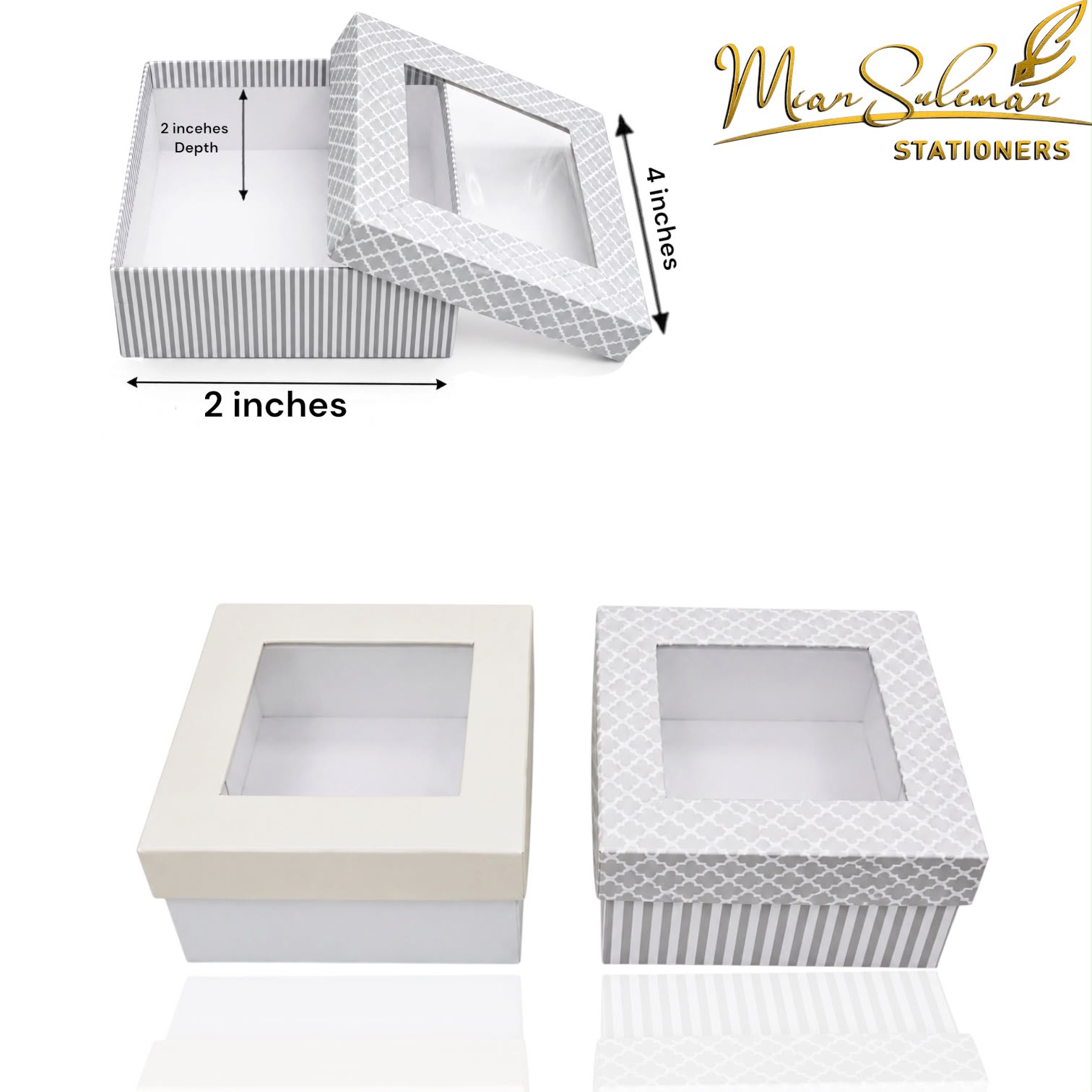 Premium Design Square Shaped Gift Box With Transparent Top Window