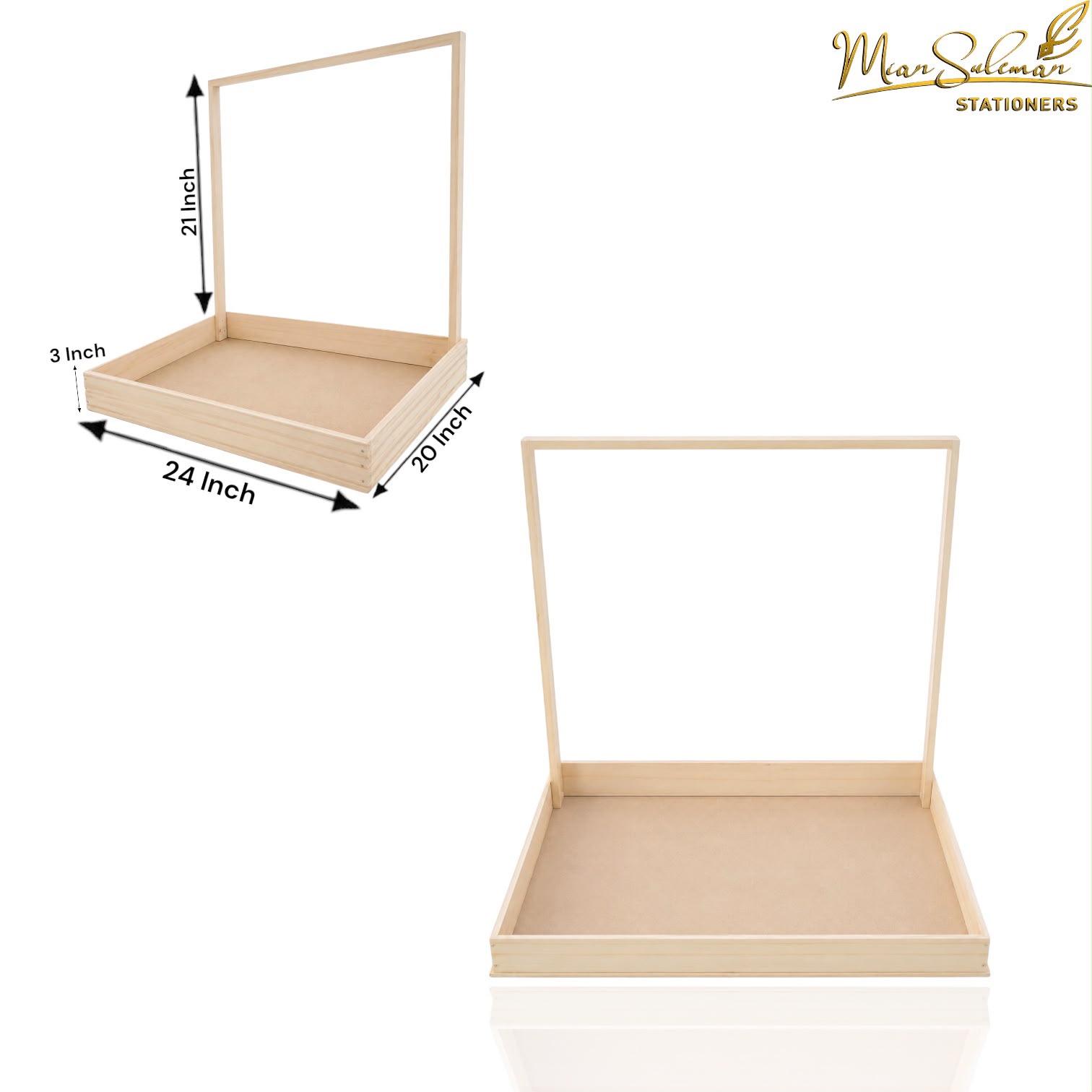 Wooden Open Frame Storage Basket With Tall Handle