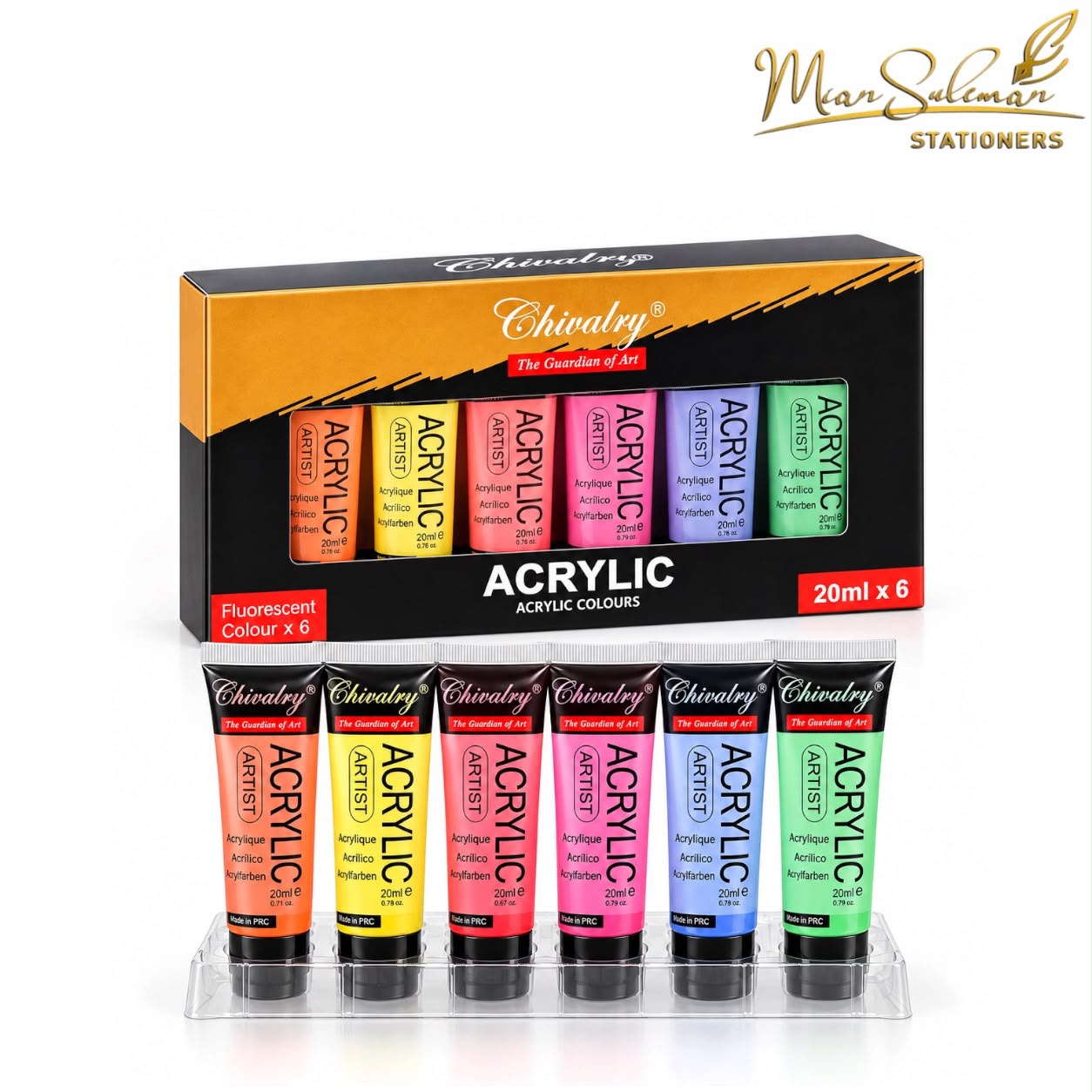 Chivalry Fluorescent Acrylic Paint 20ml 6 Pcs Set