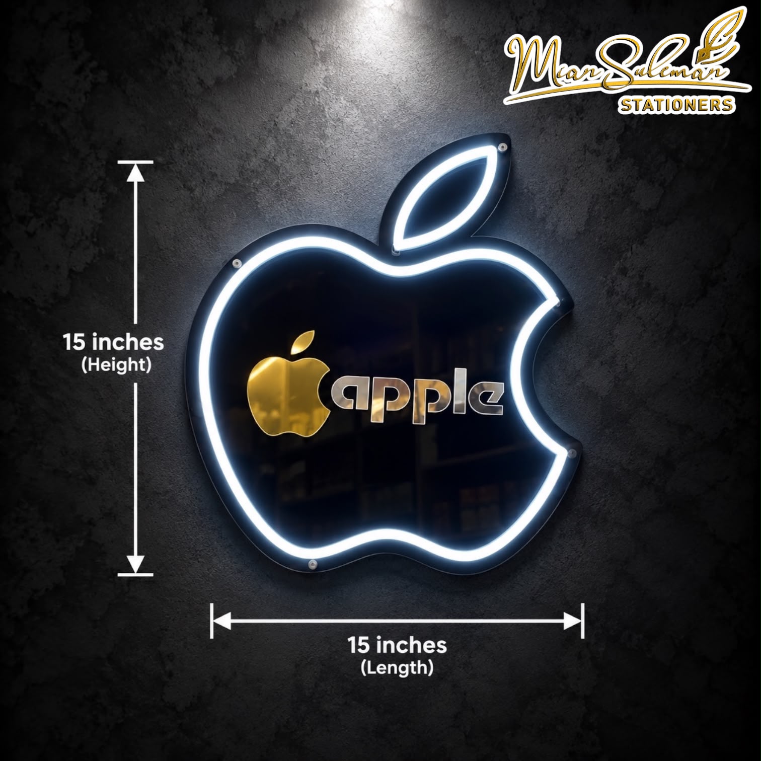 LED Neon Board Apple Sign 15x15 Inches