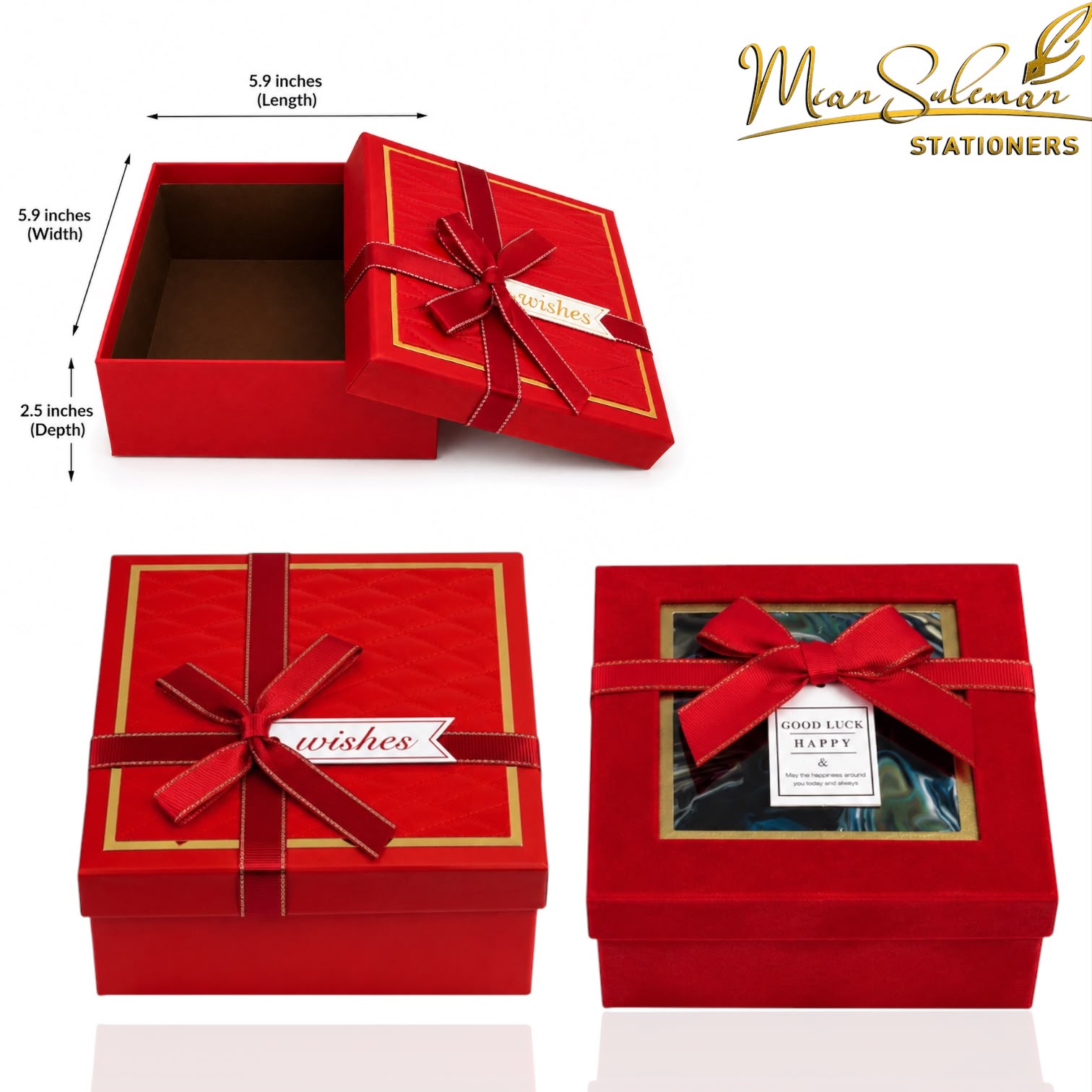 Red Square Gift Box With Transparent Top Window