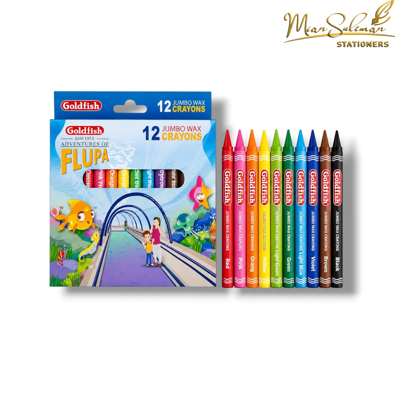 Goldfish Jumbo Wax Crayons Colored Pack Of 12 Pcs
