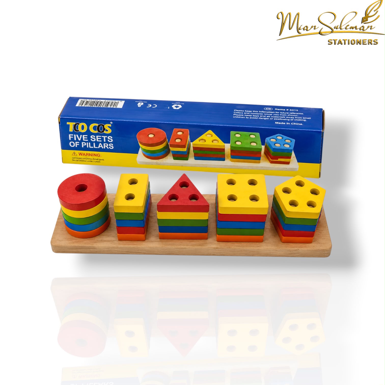 5-In-1 Wooden Shape Sorting & Stacking Educational Toy