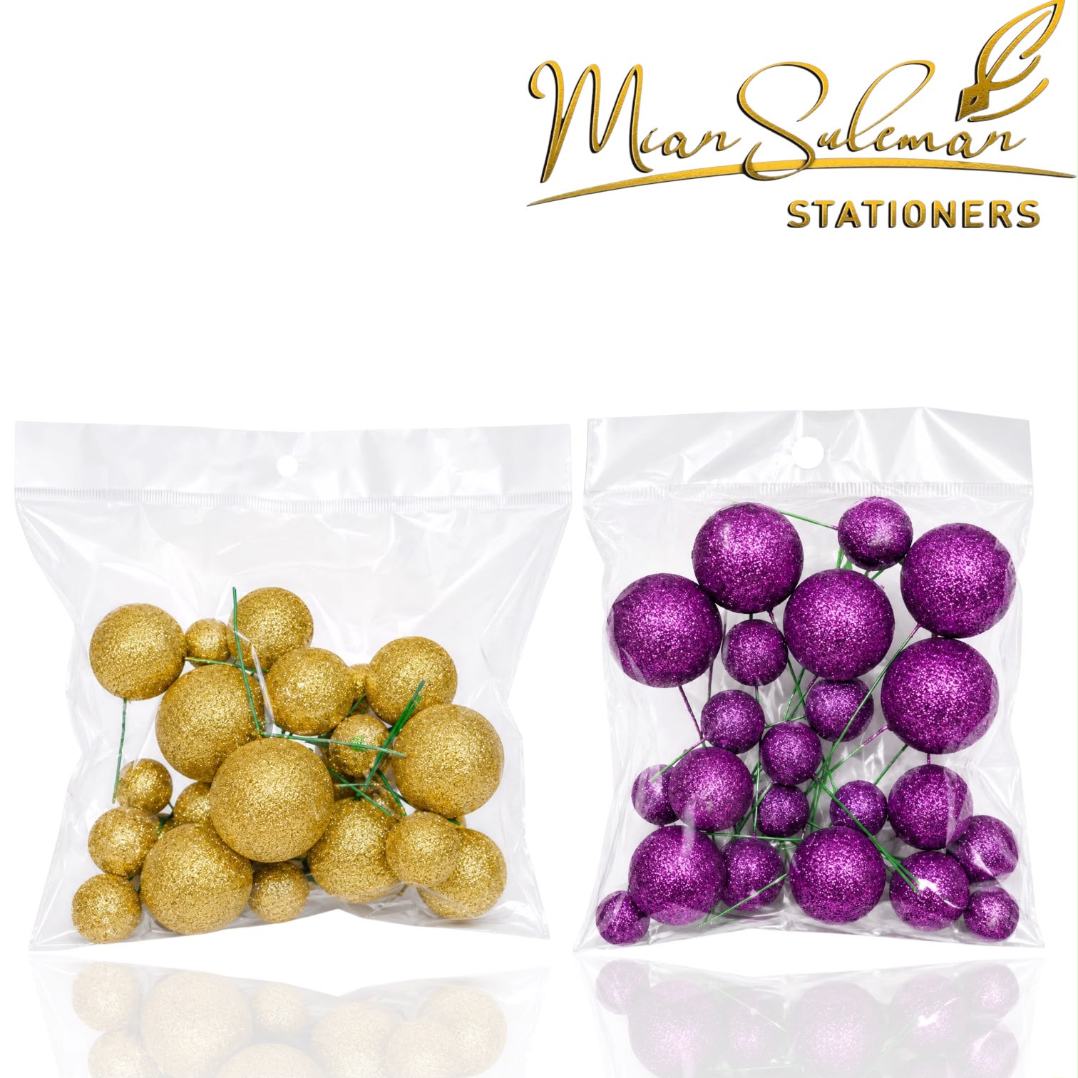 Cake Topper Glitter Balls Set