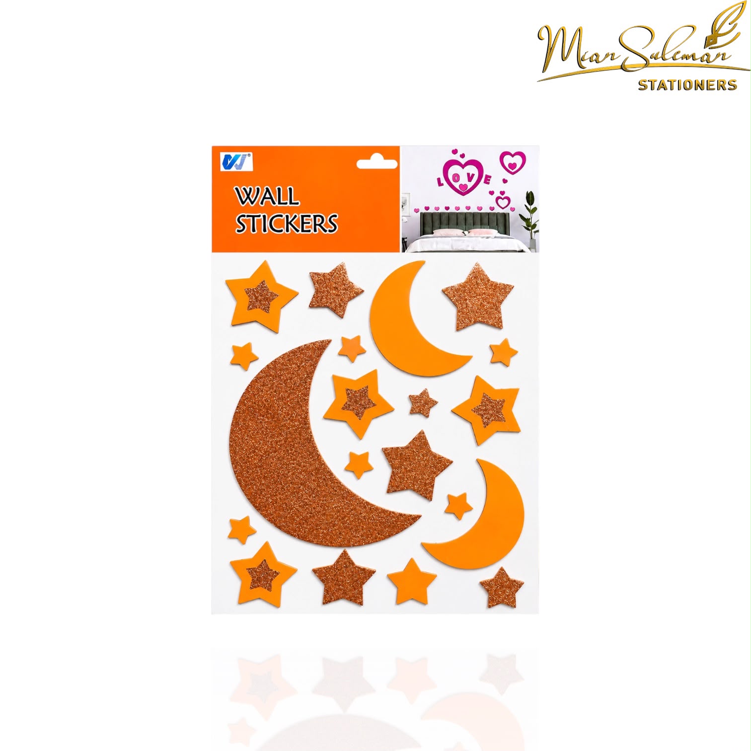 Glitter Moon And Stars Puffy Foam Wall Sticker