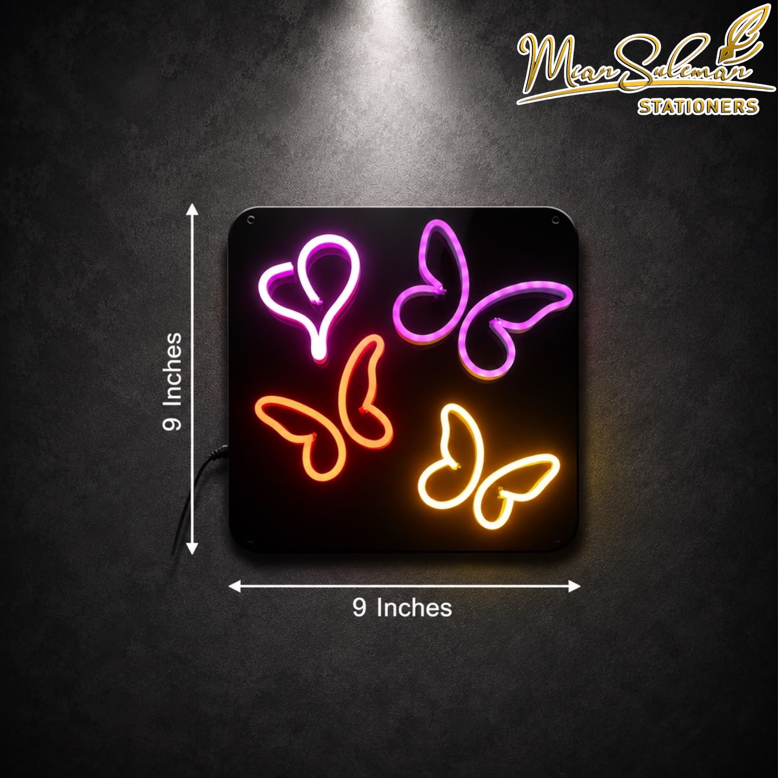 LED Neon Board Butterfly Sign 9x9 Inches