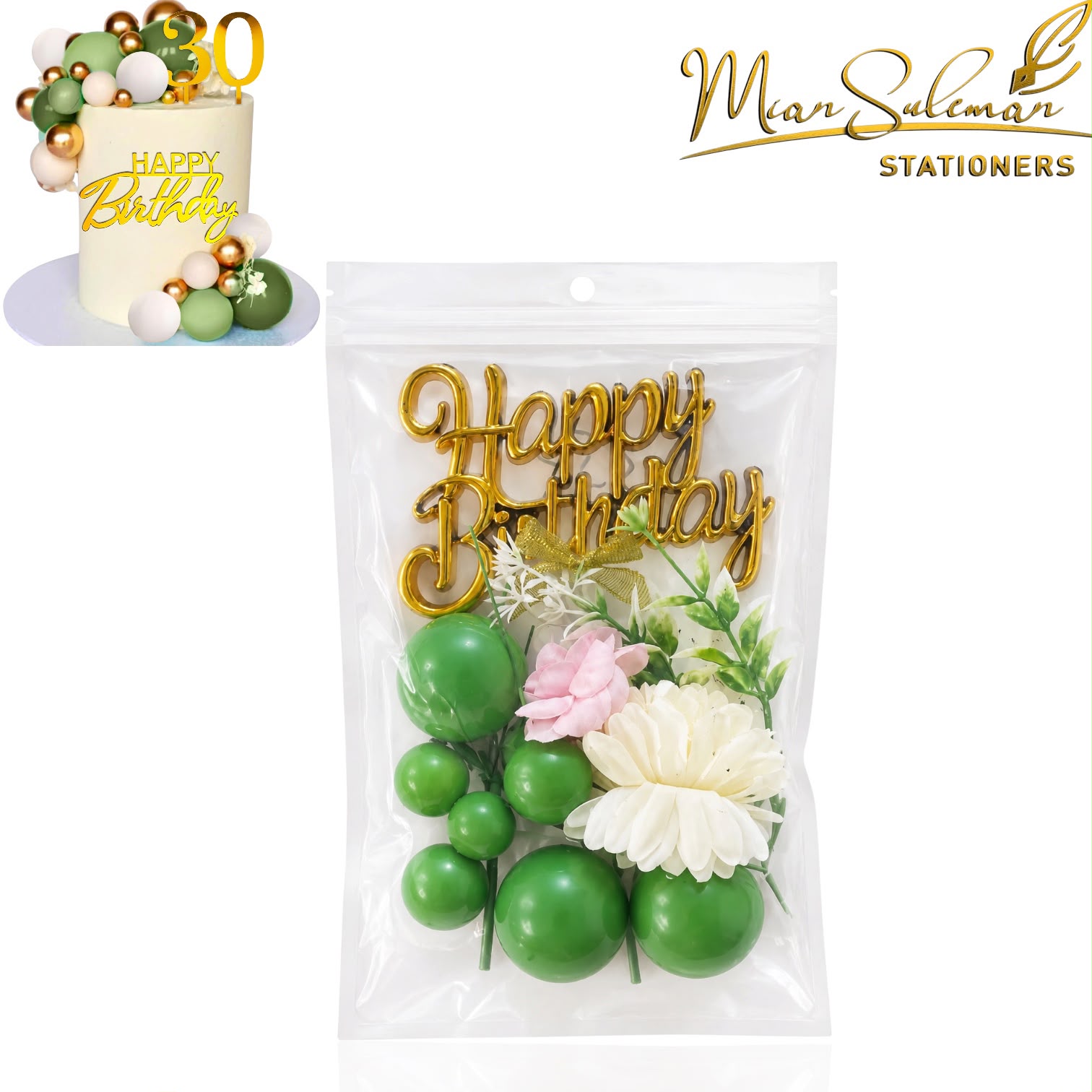 Happy Birthday Cake Topper Decoration Set