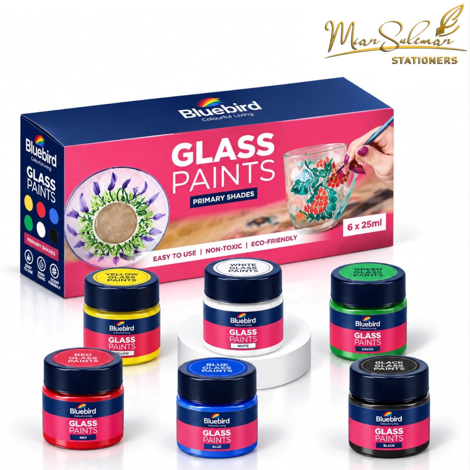 Bluebird Premium Glass Paints Color 25 ml 6 Pcs