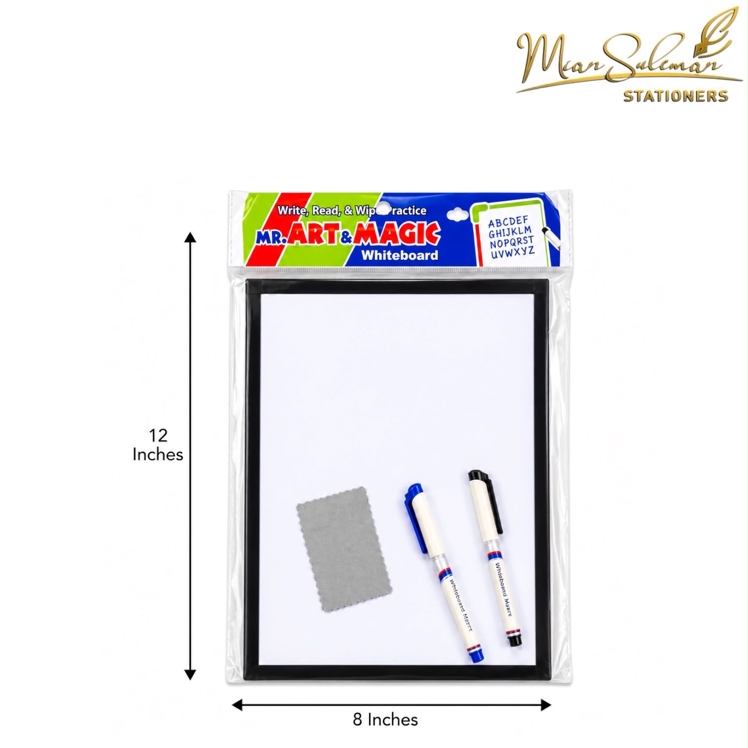 Double Sided White Board Blue & Black Marker With Duster