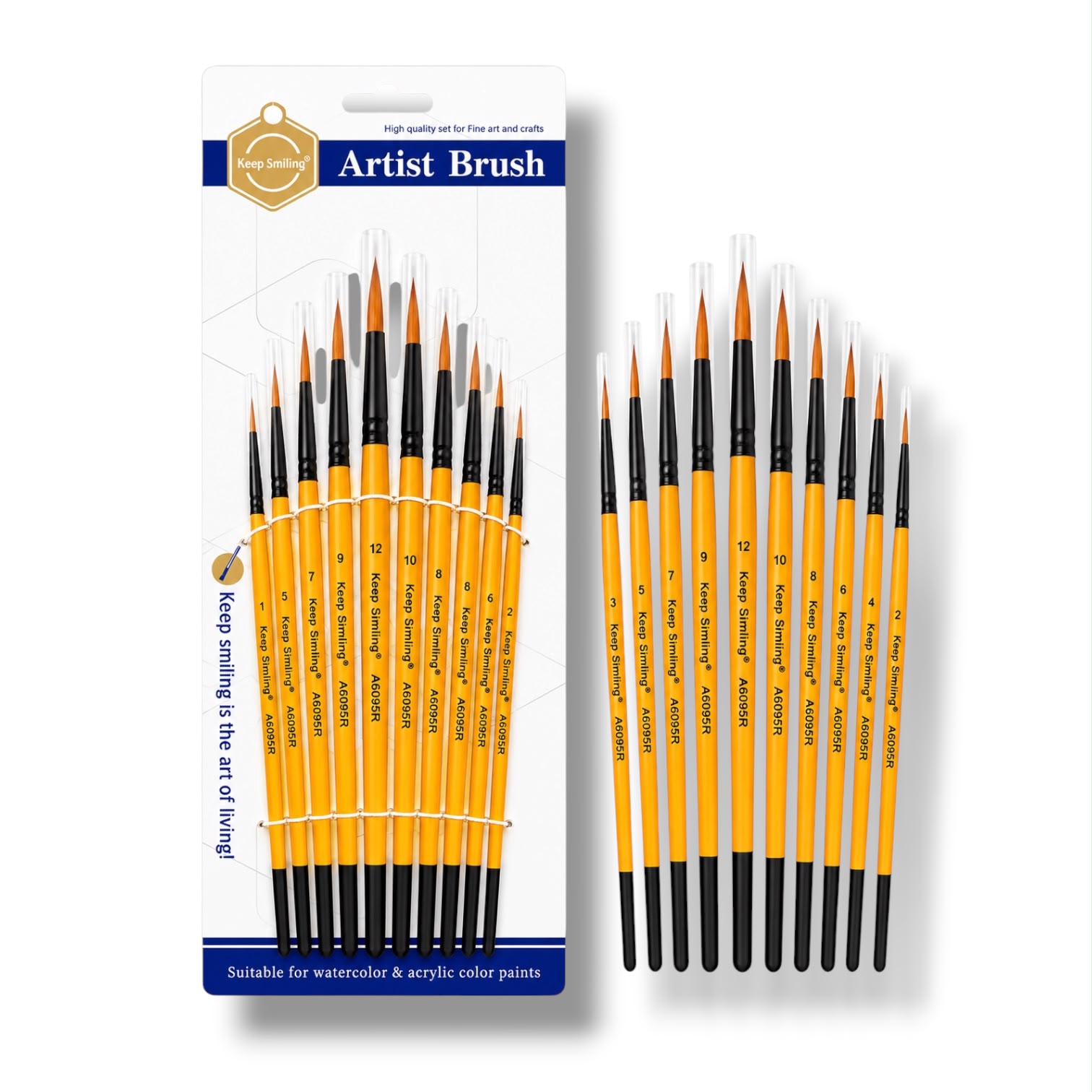 Keep Smiling Artist Round Tip Brush Fine Quality 10 Pcs Set