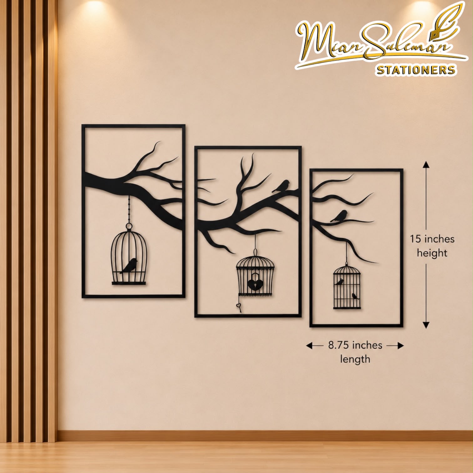 Tree Branch With Bird Cage Wall Art 3MM