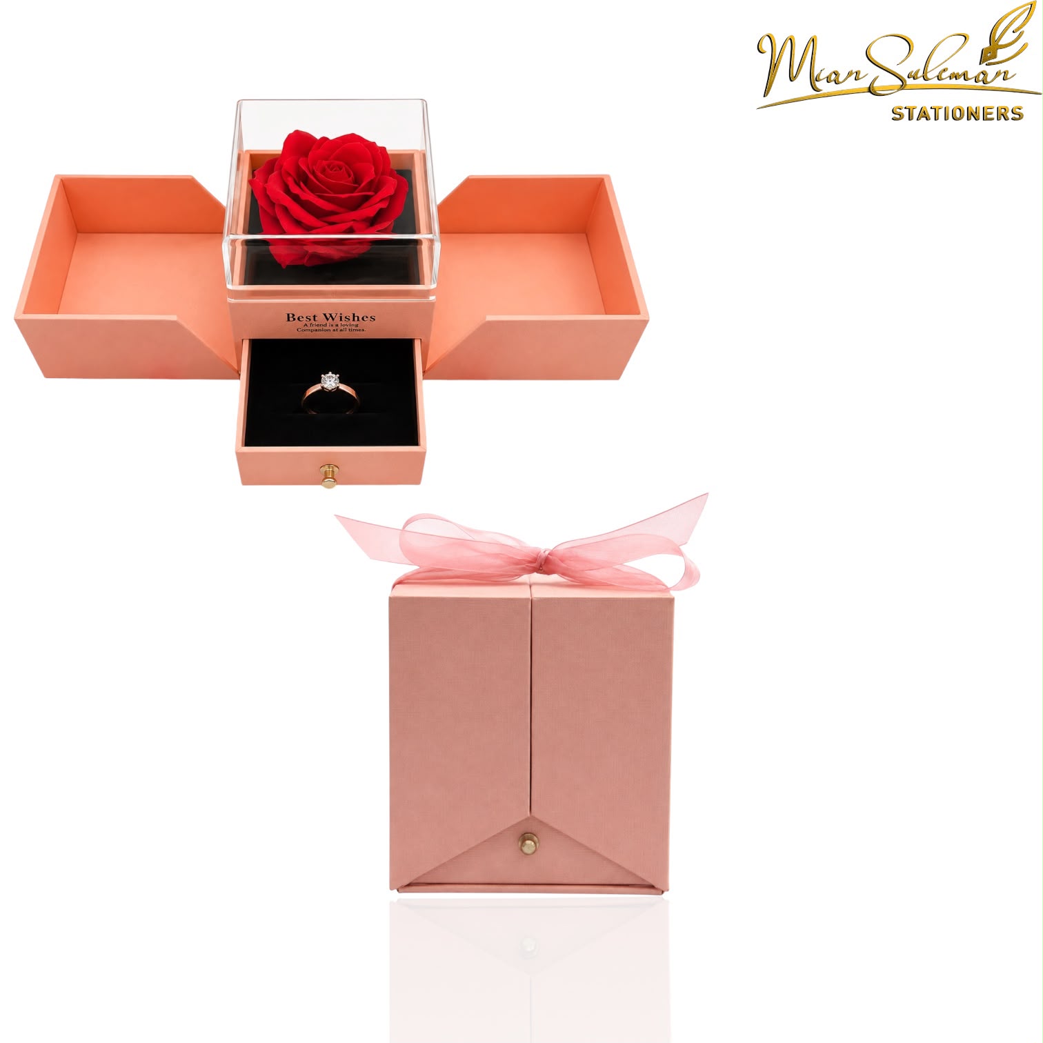 Dual Door Preserved Rose Jewelry Box