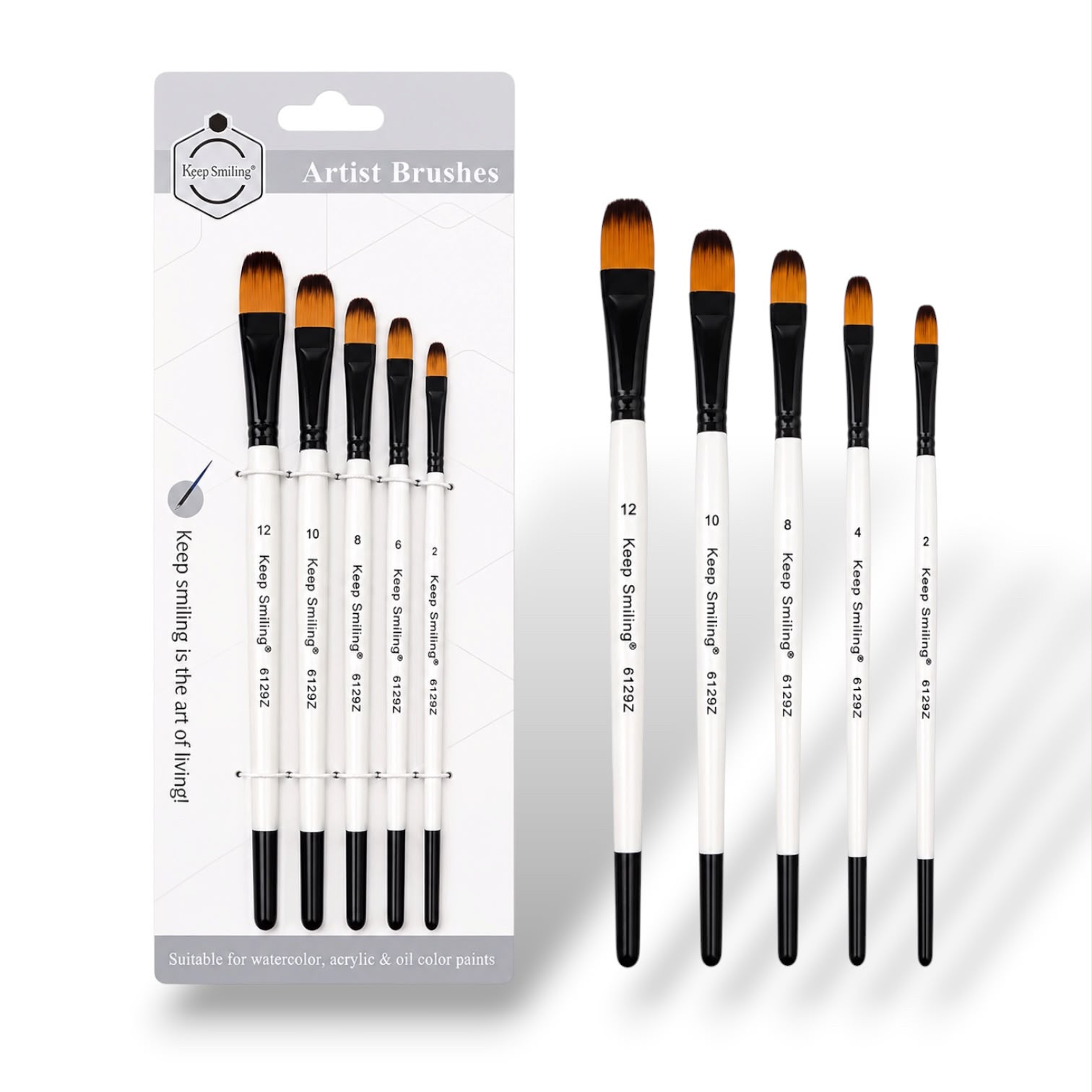 Keep Smiling Artist Curved Shapes Brush 5 Pcs Set