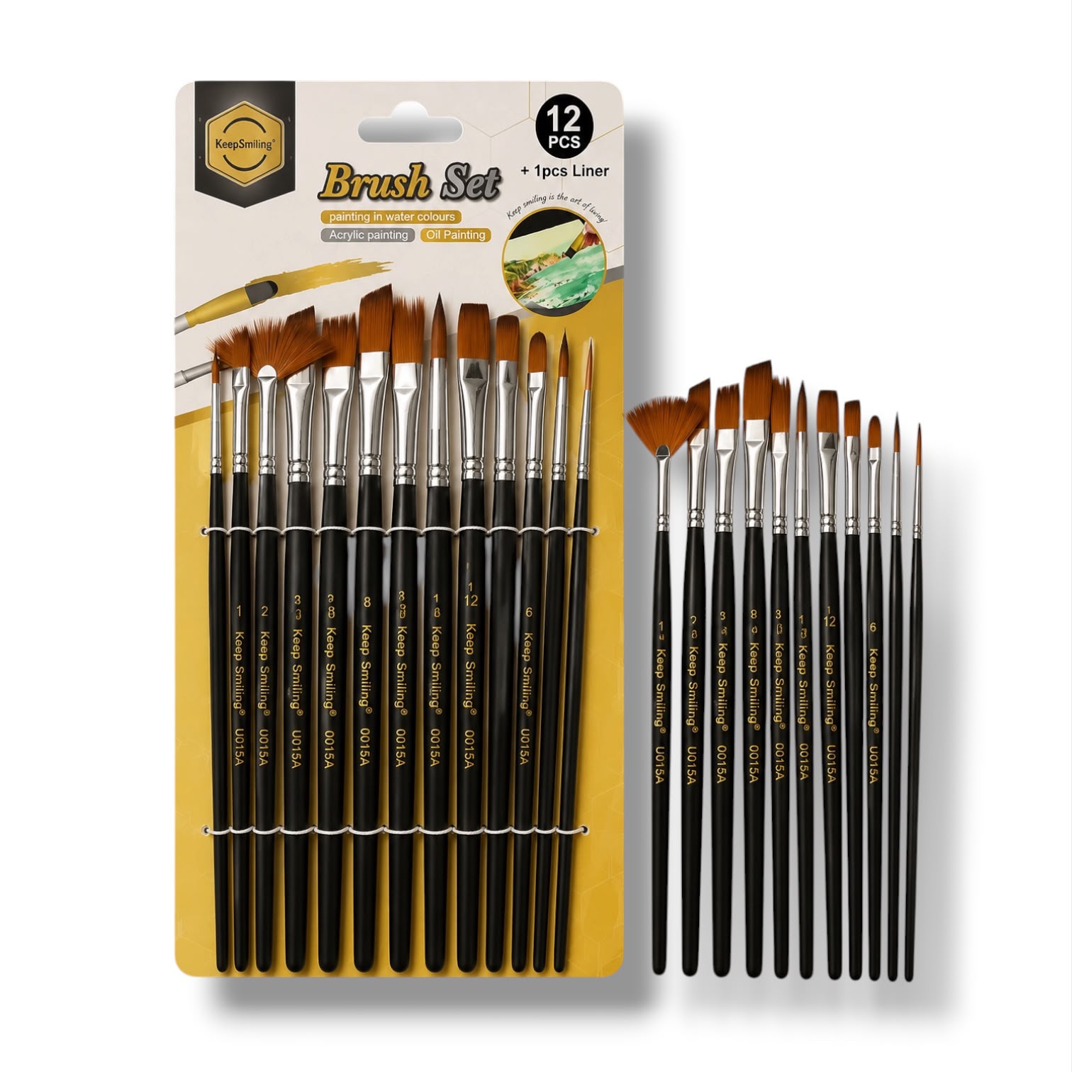 Keep Smiling Artist Multiple Shape Brush 12 Pcs Set