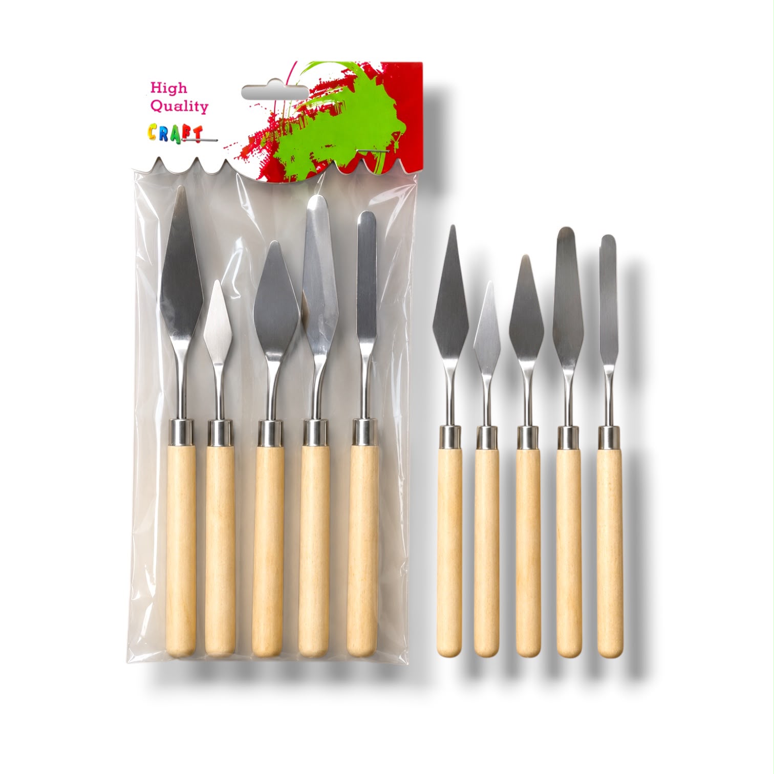 keep Smiling Wooden Painting Knife 5 Pcs Set