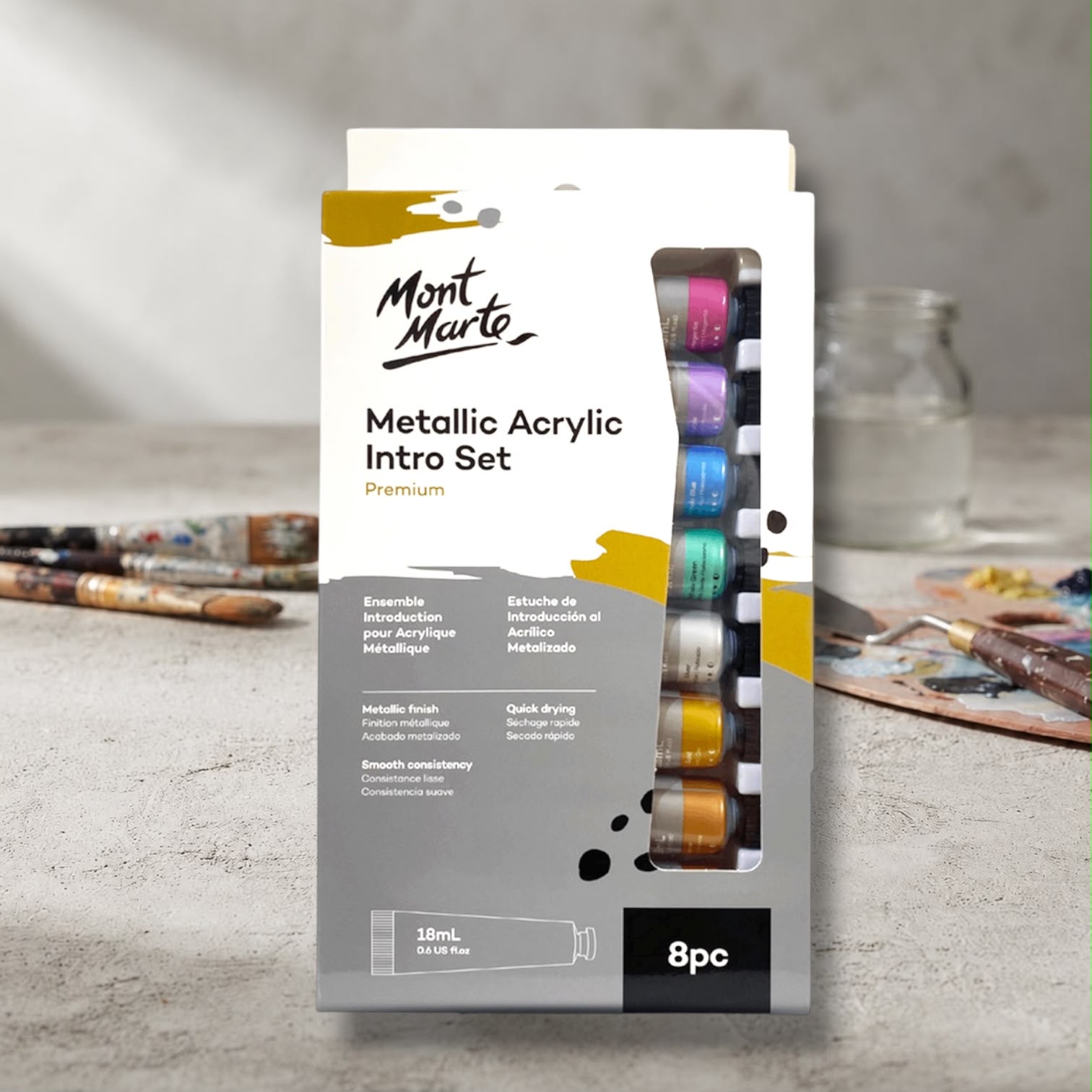 Mont Marte Metallic Acrylic intro Set 8 Pcs