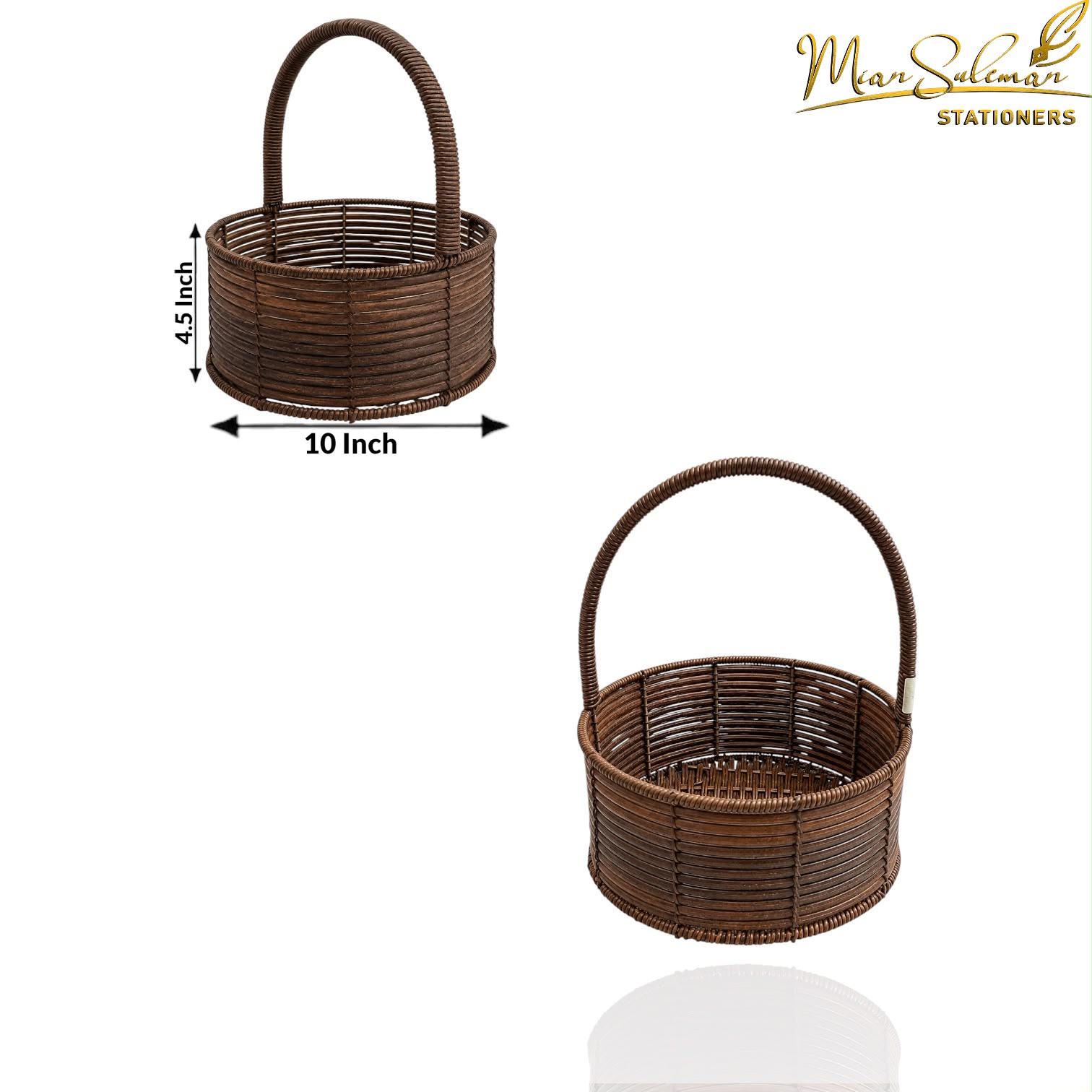 Natural Wicker Round Gift Basket With Large Top Handle