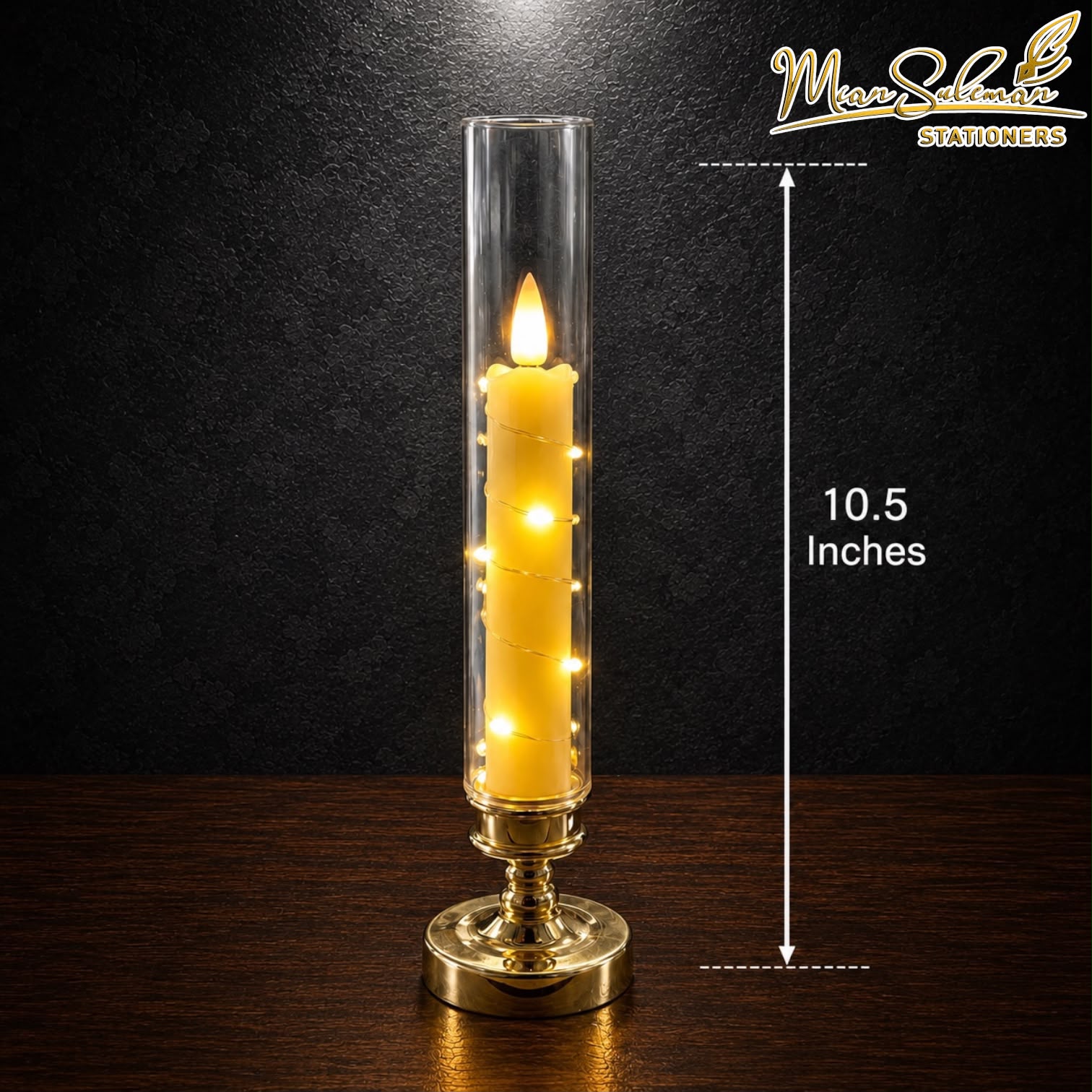 LED Decorative Glass Candle Lamp 10.5 Inches