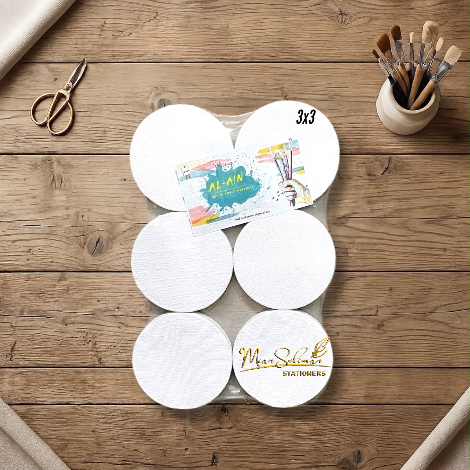Mini Circle Canvas Board Fine Quality 3x3 Inches Pack Of 6pcs
