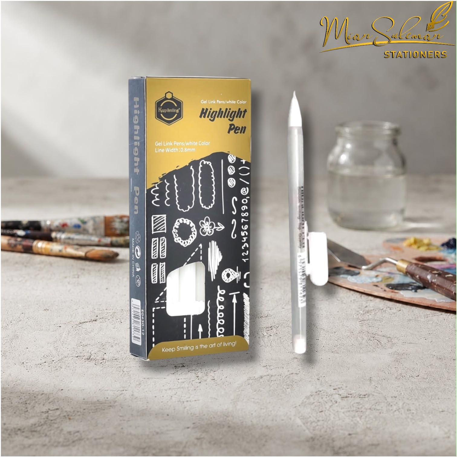 Keep Smiling Highlighter Gel Pen White