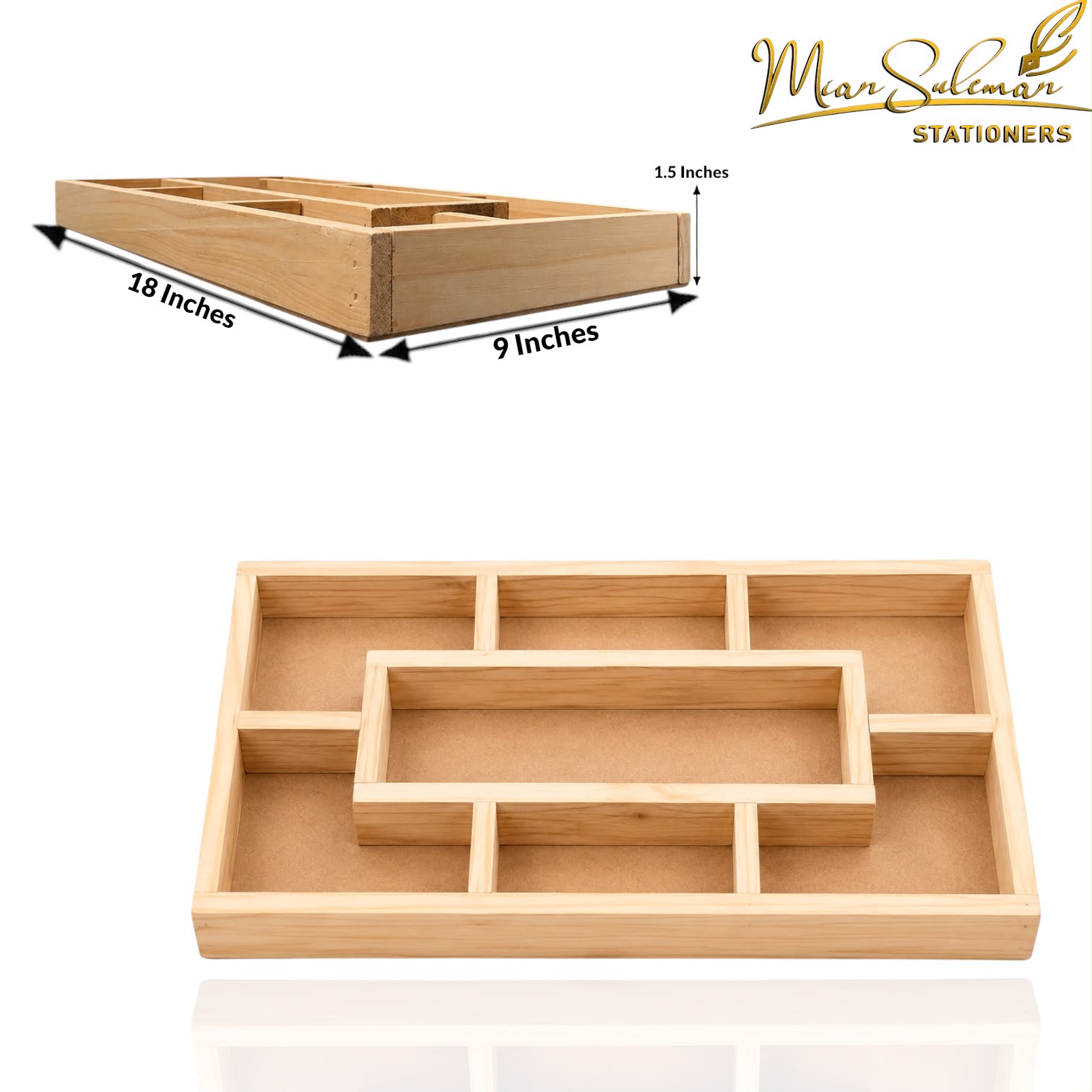 Multi Compartment Wooden Organizer Tray