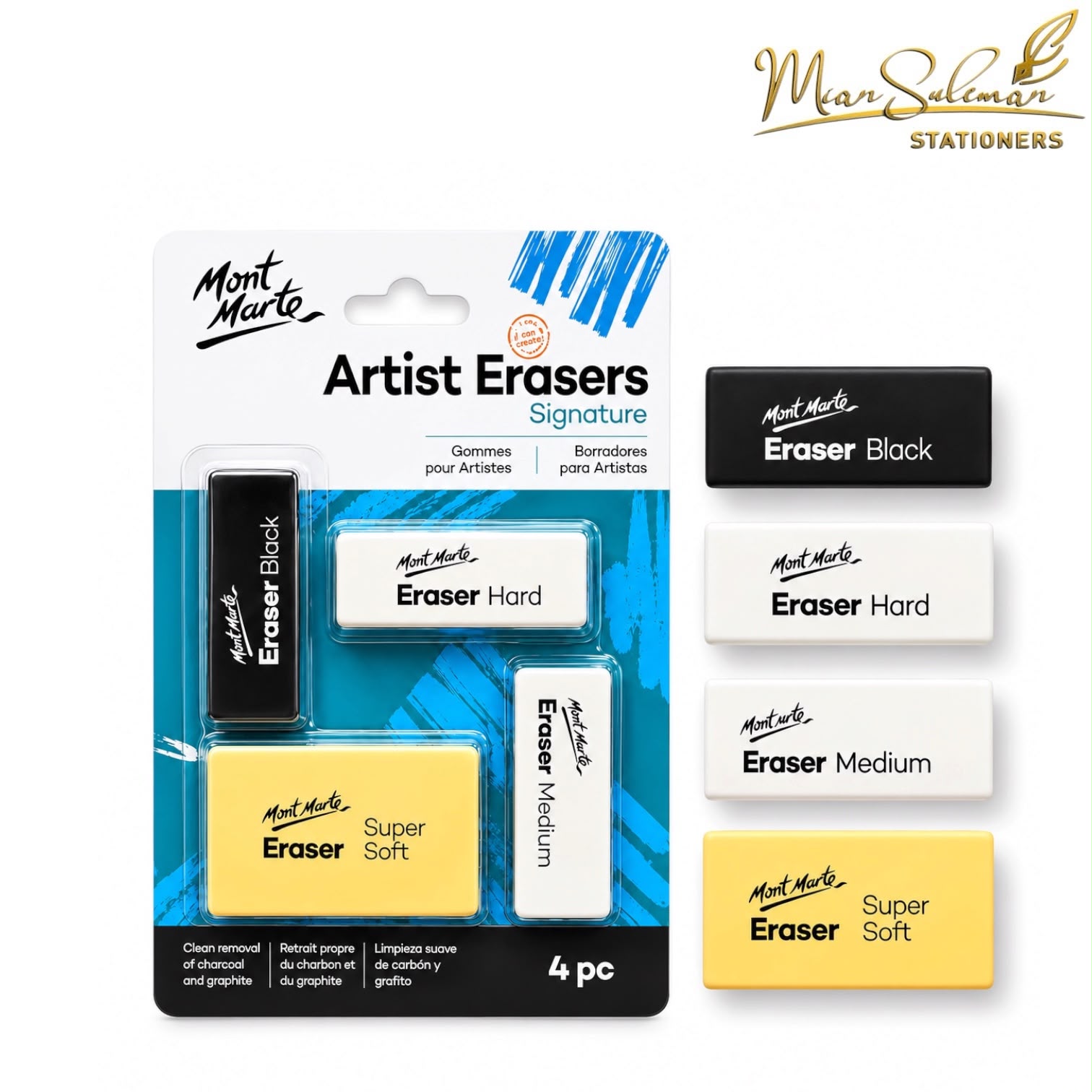 Mont Marte Signature Artist Erasers 4 Pcs Set