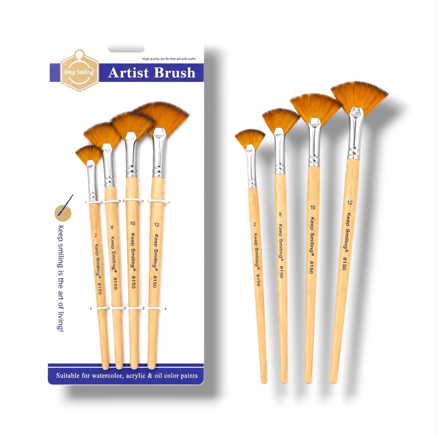 Keep Smiling Artist Fan Shape Brush 5 Pcs Set