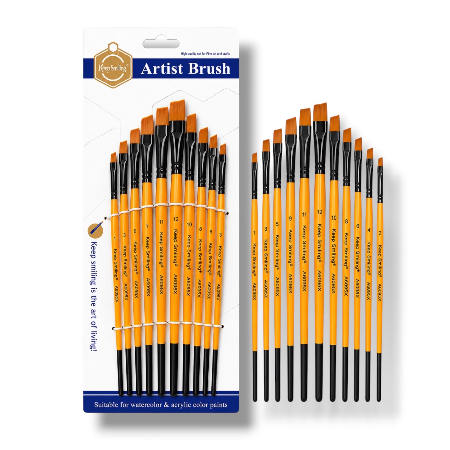 Keep Smiling Artist Angular Shapes Brush Fine Quality 10 Pcs Set