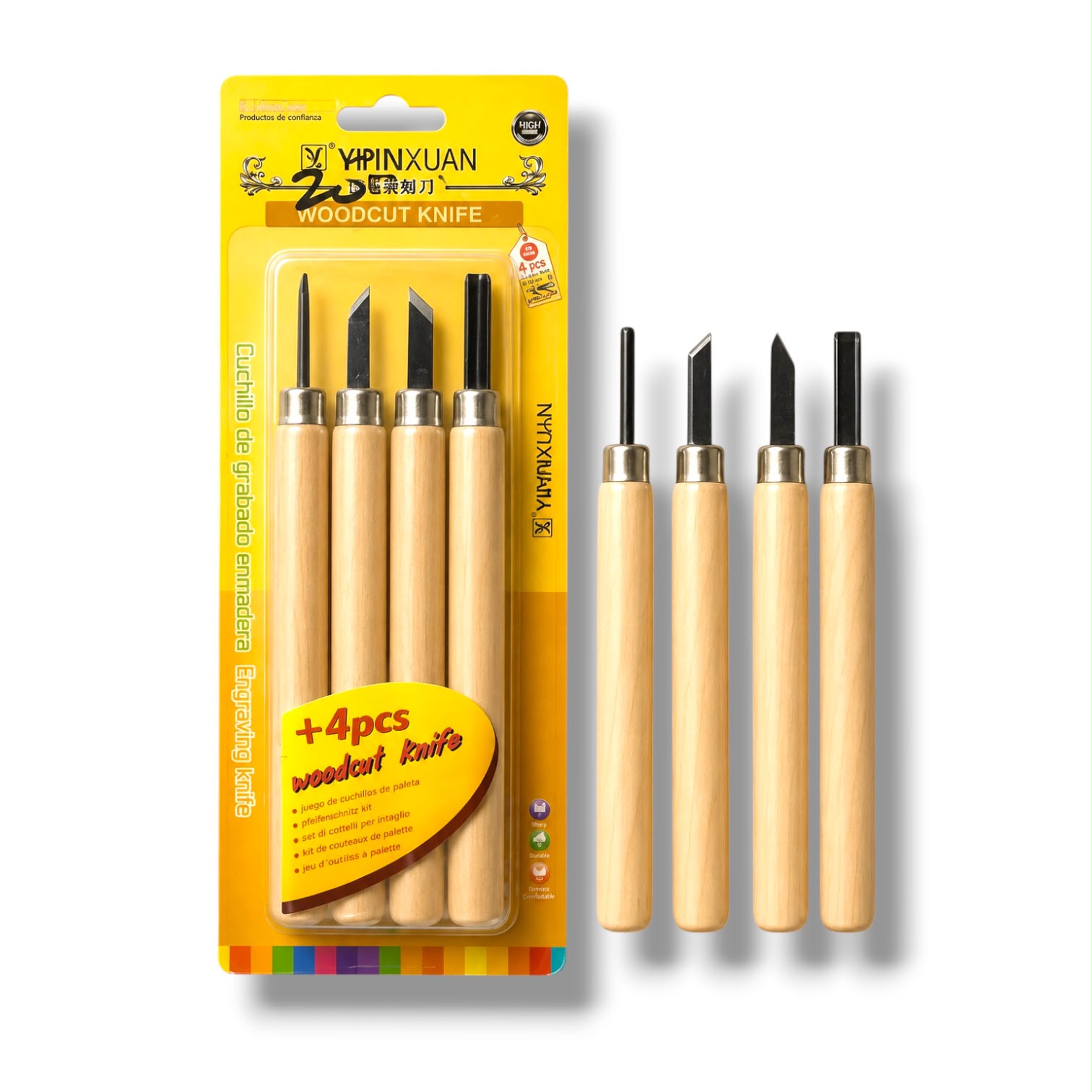 Keep Smiling Wood Carving Tool 4 Pcs Set