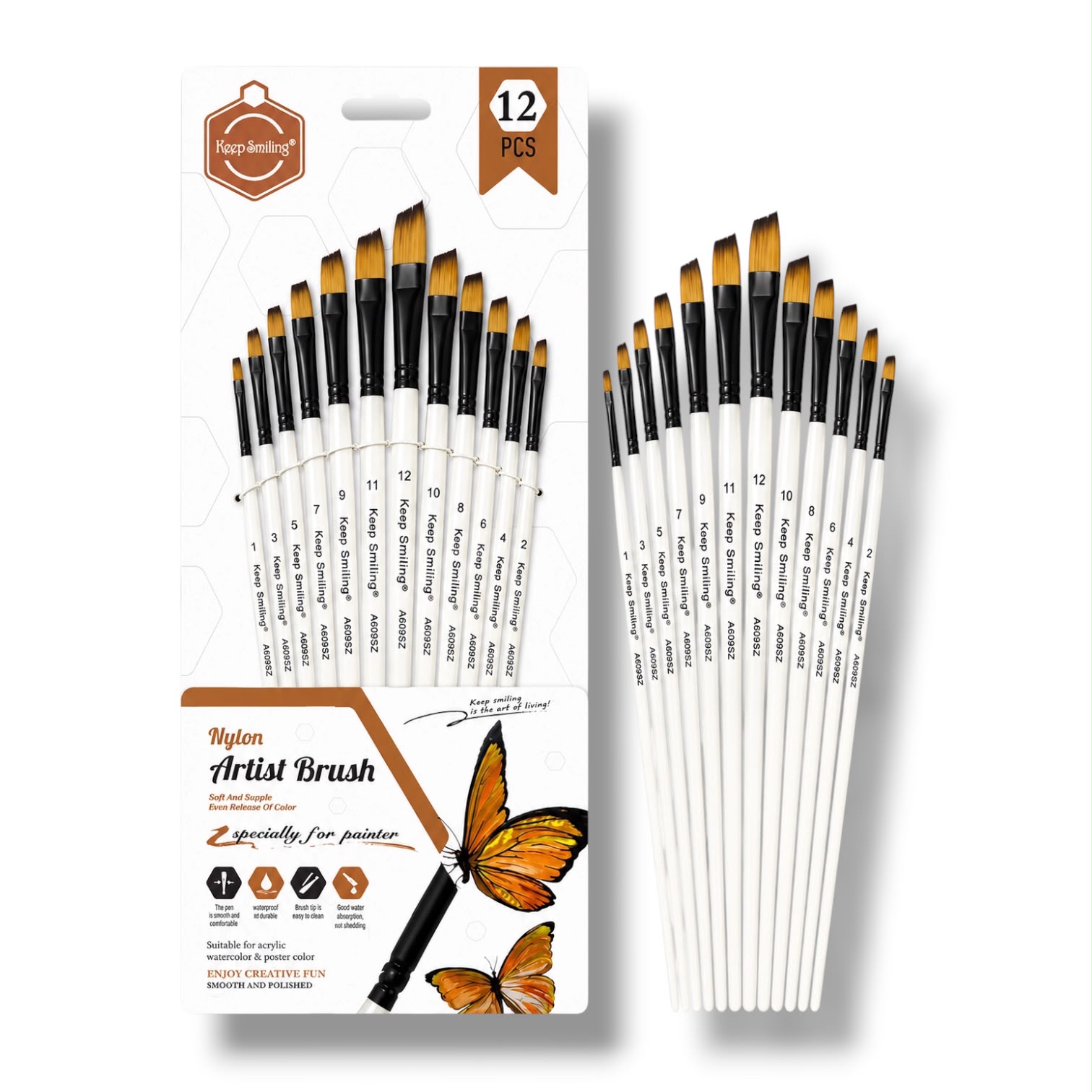Keep Smiling Artist Angular Shapes Brush 12 Pcs Set