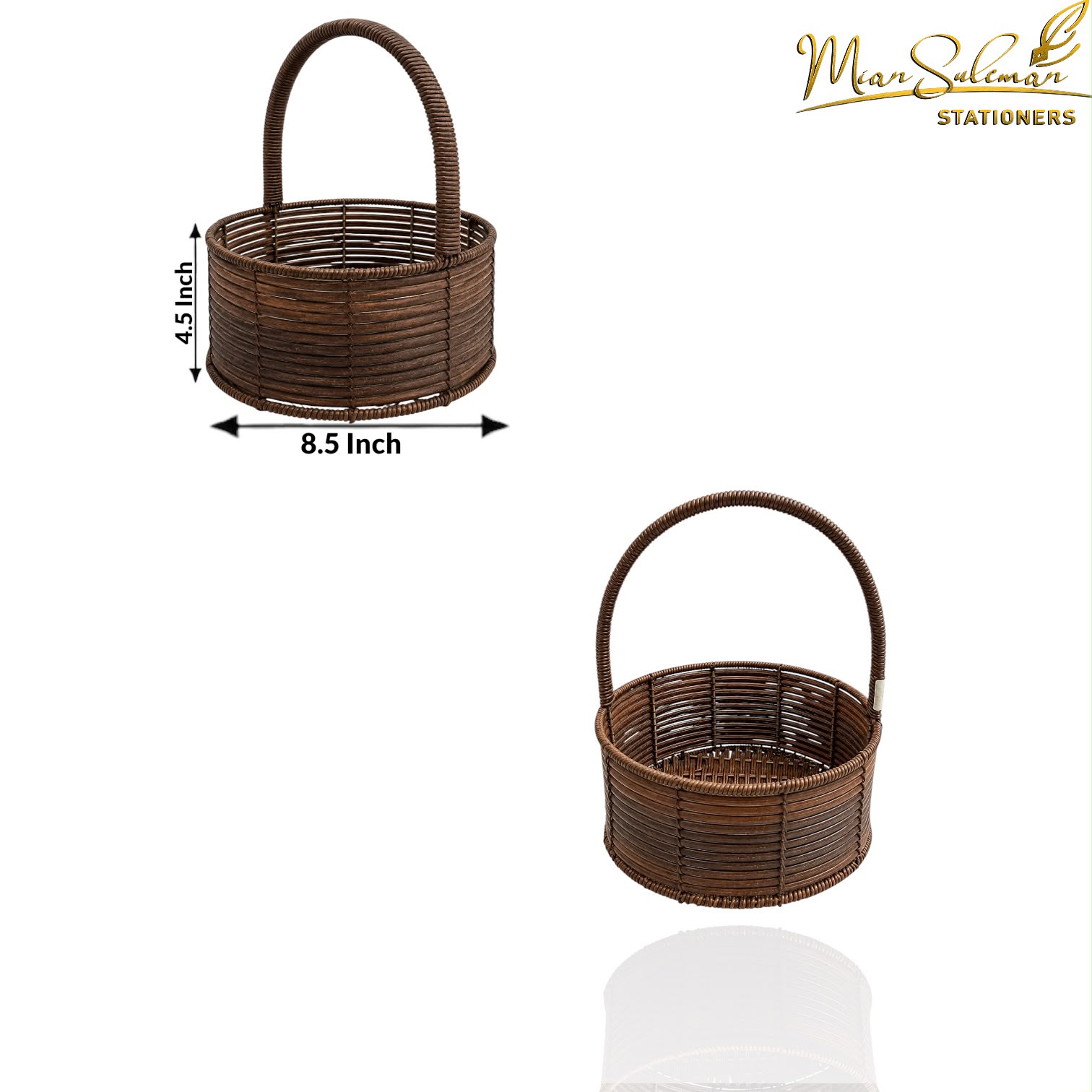 Natural Wicker Round Gift Basket With Large Top Handle