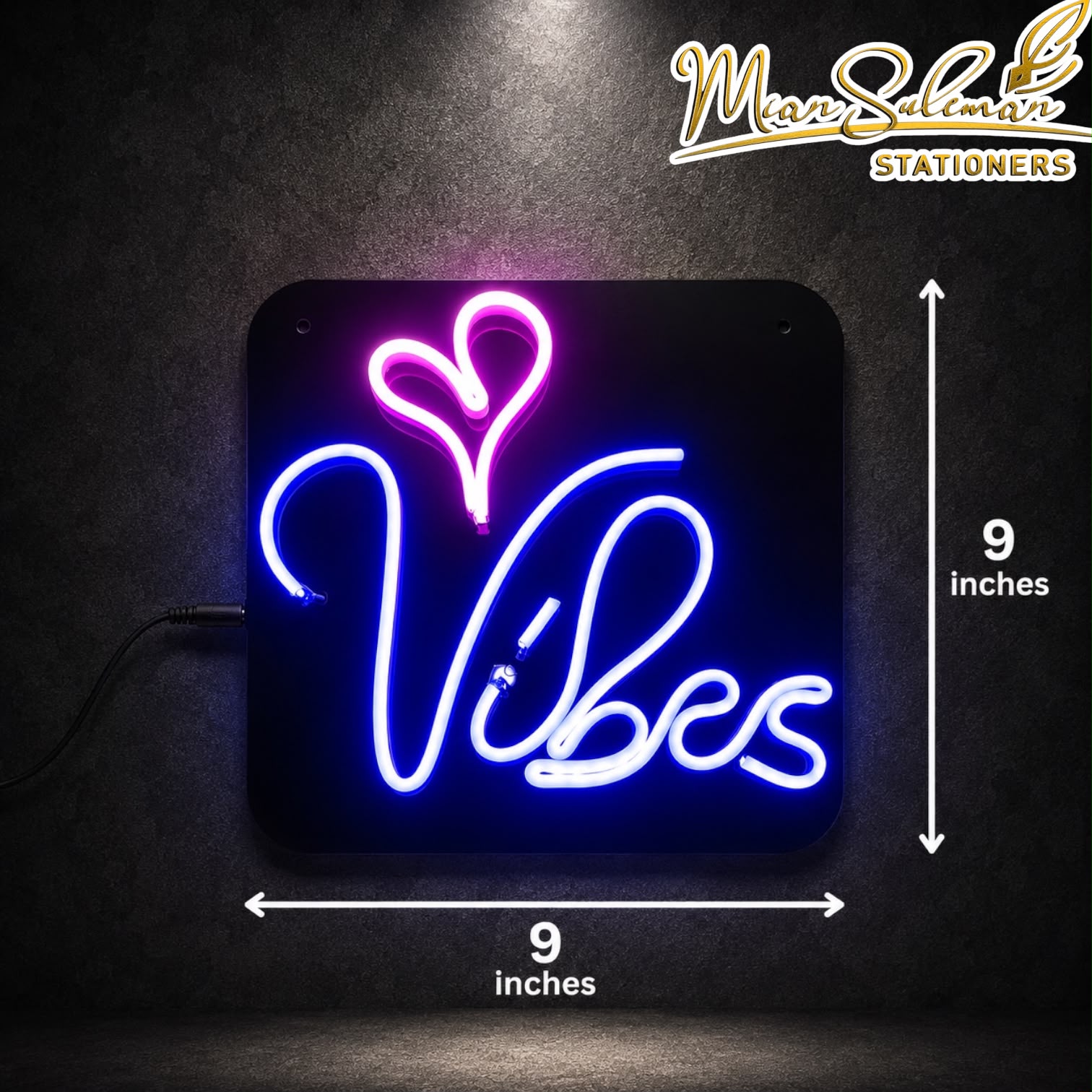 LED Neon Board Vibes Sign 9x9 Inches