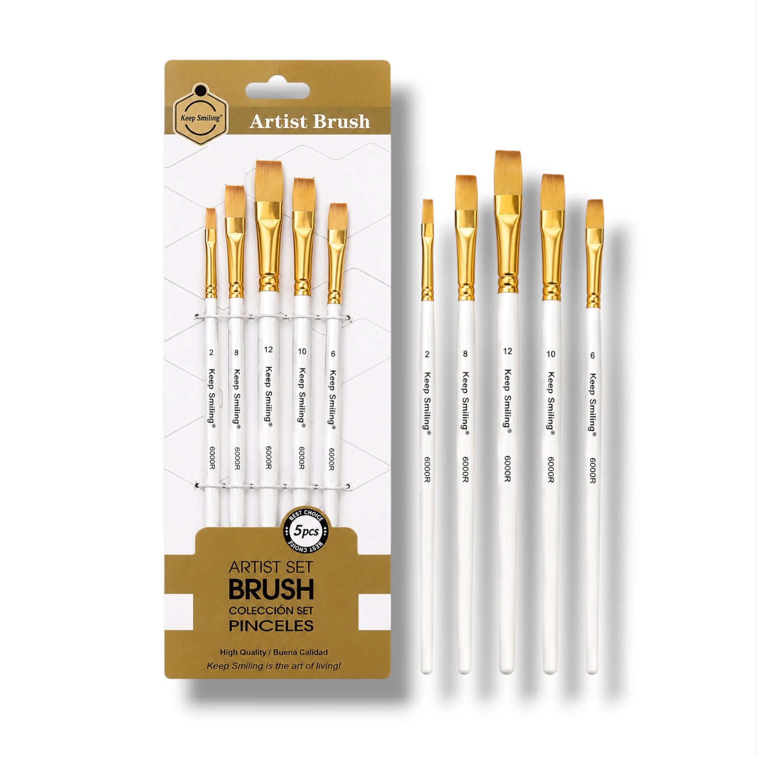 Keep Smiling Angular Paint Brush 5 Pcs Set