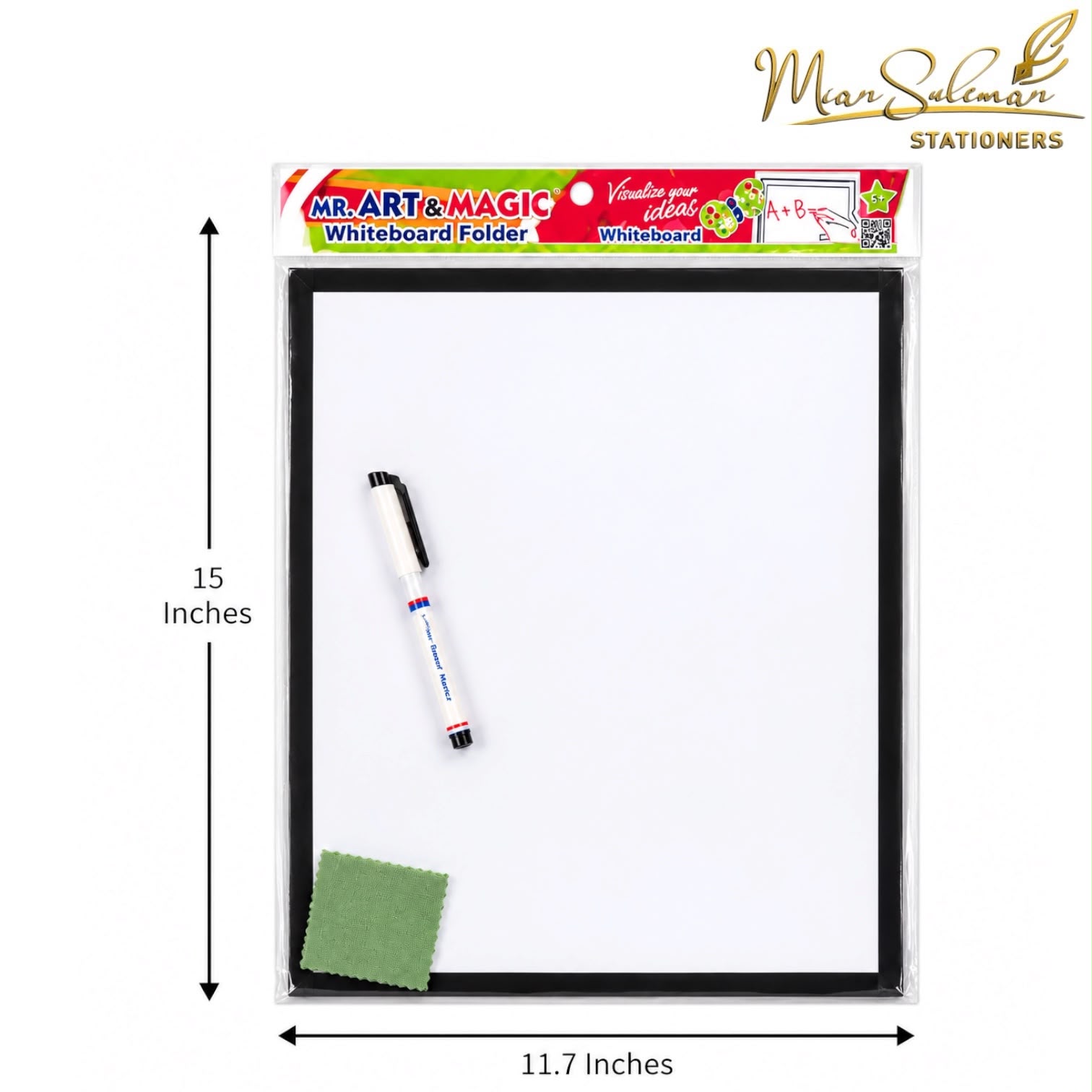 Double Sided White Board With Marker & Duster 15x11.7 Inches