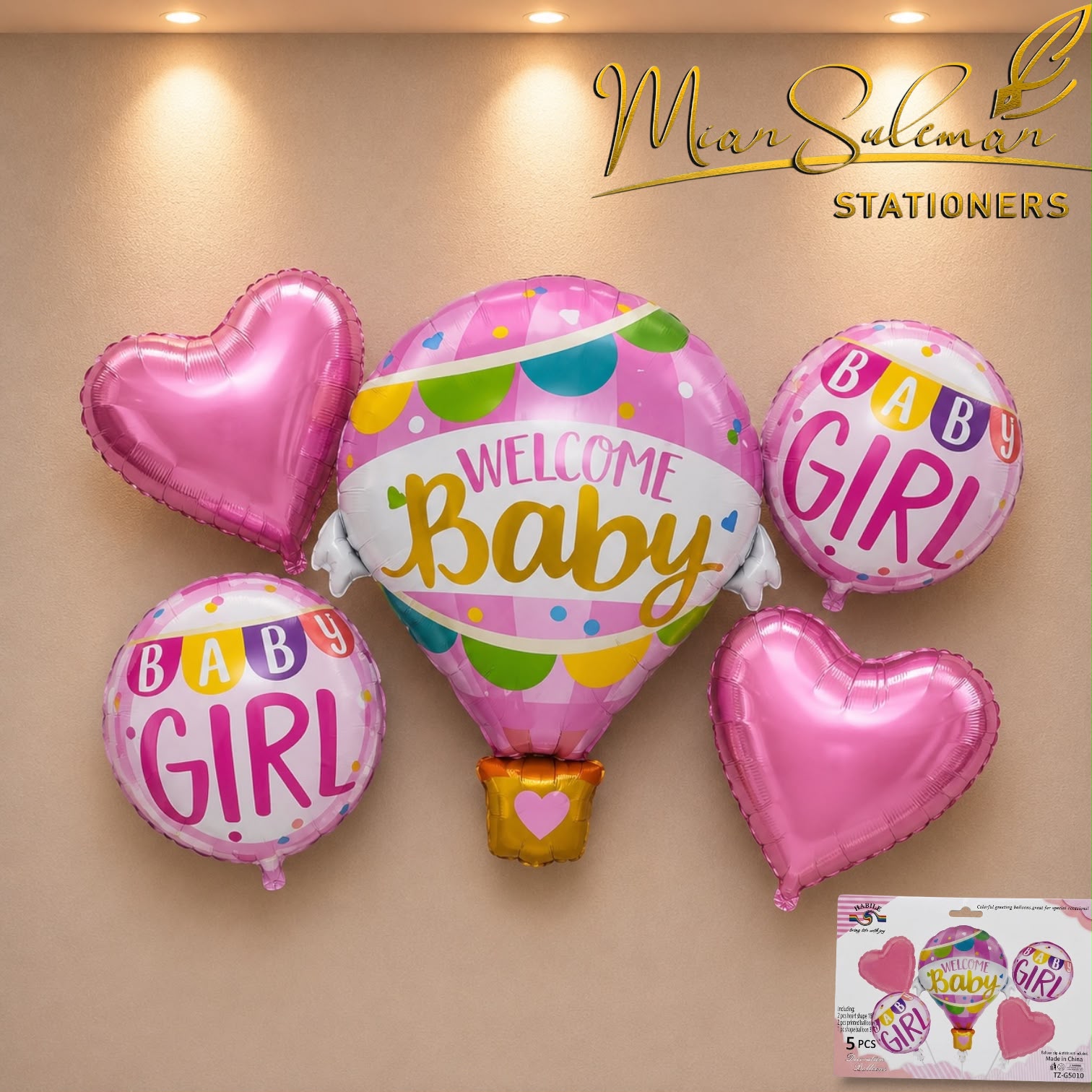 Well Come Baby Girl Foil Balloons